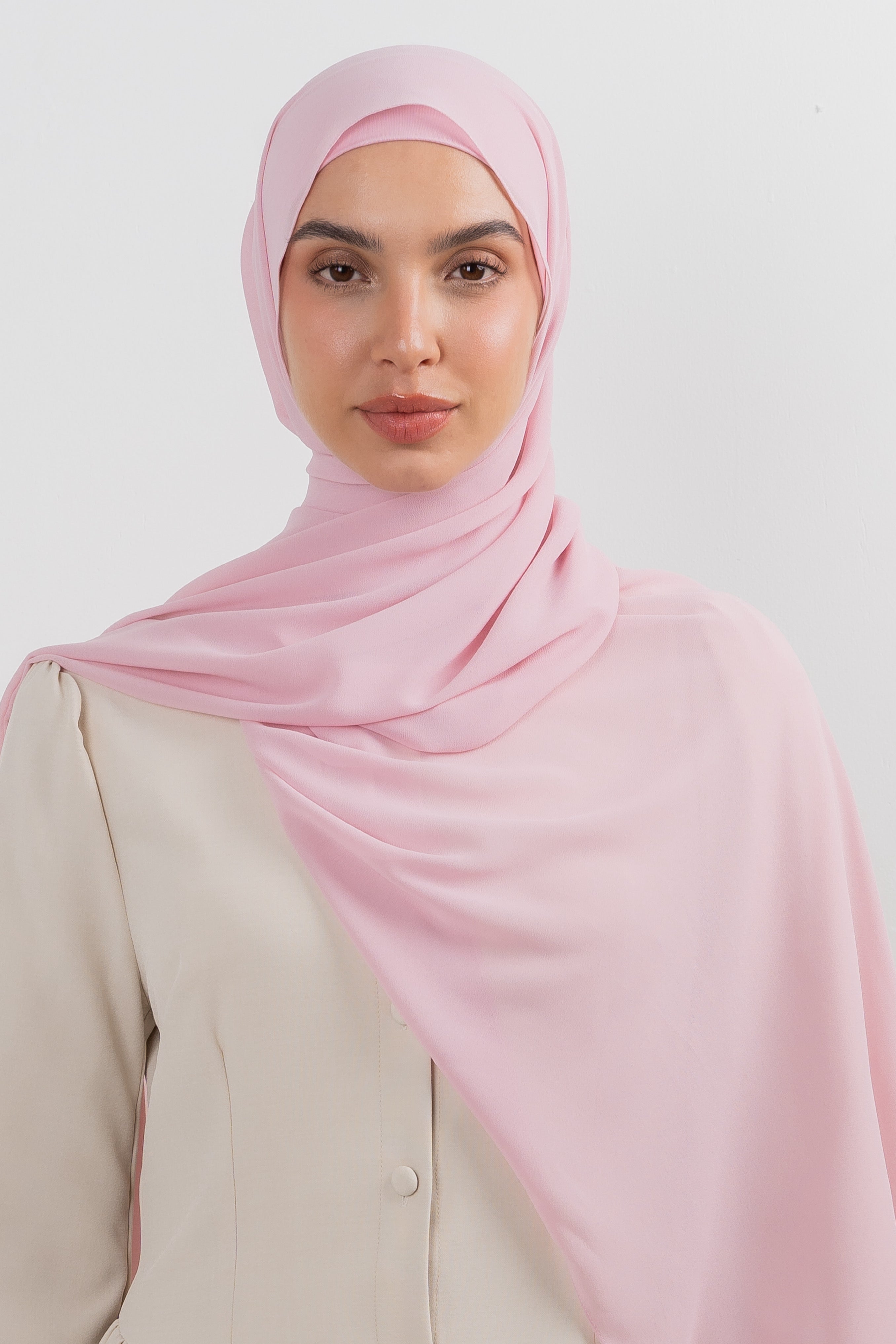 Chiffon Hijab Set - Pink - Modern Hijabi