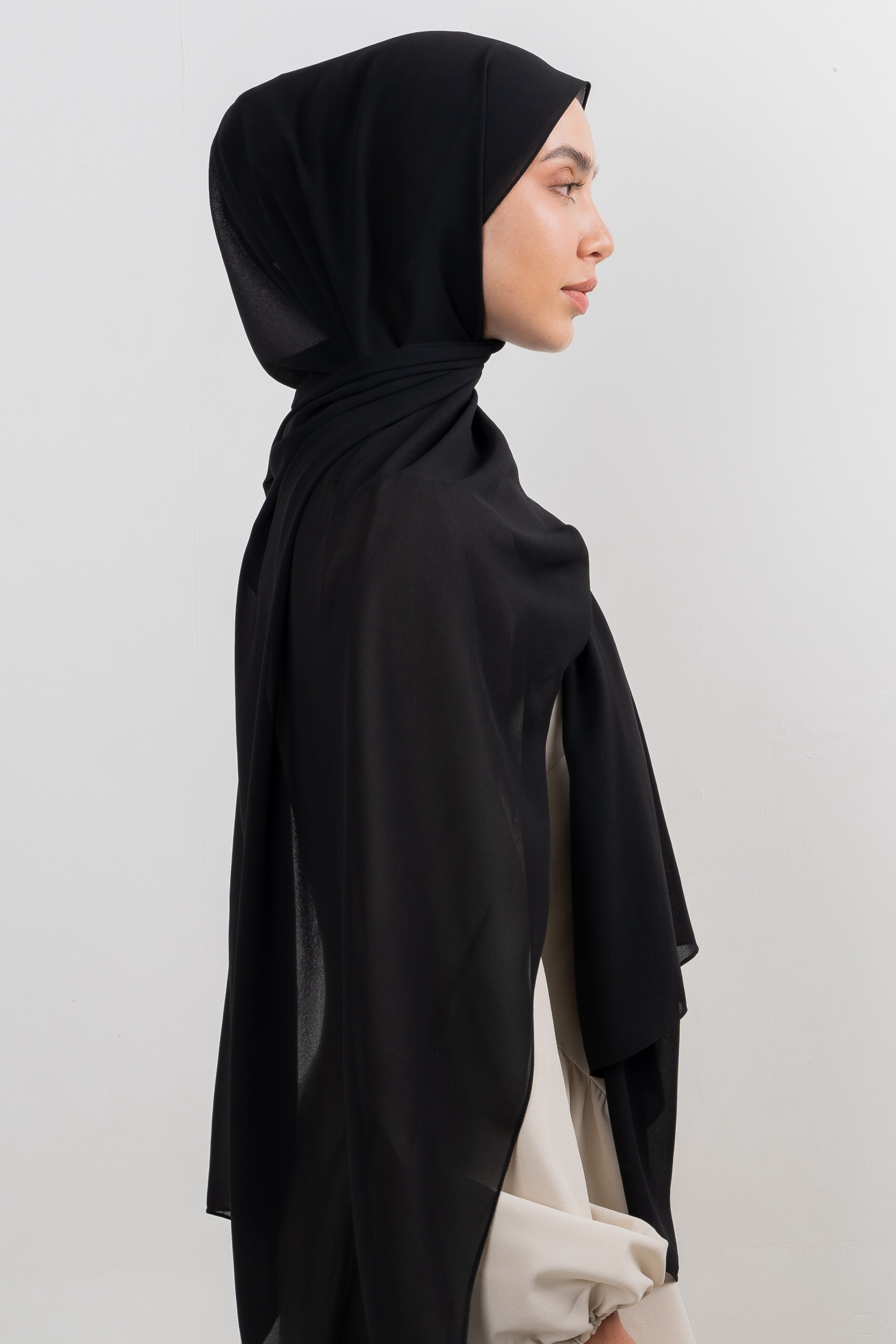 Chiffon Hijab Set - Black - Modern Hijabi
