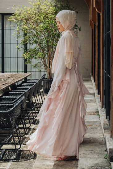 Hijab Satin Maxi Dress Casual Modest Satin Dress Gold Champagne XL 60 Buttoned High Neckline, Long Hijab Satin Maxi Dress Casual Modest Satin Dress Gold Champagne XL 60 Buttoned High Neckline, Long