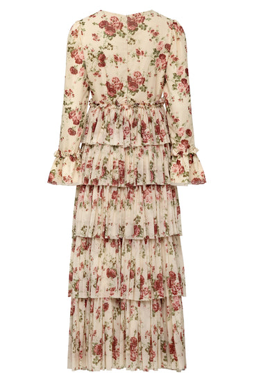 zaphia floral long sleeve tiered dress Leya Layered Maxi Dress