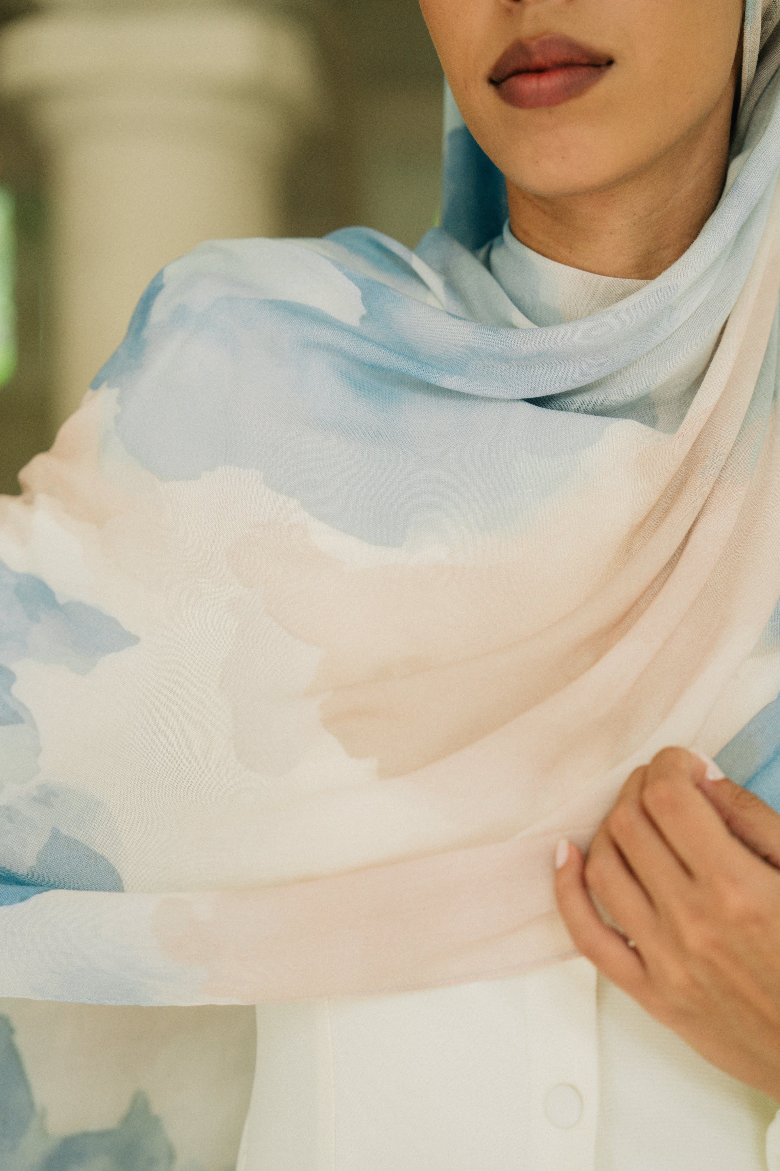Printed Modal Hijab - Sky Mist