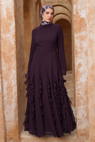 long dress with peplum Long Peplum Gown