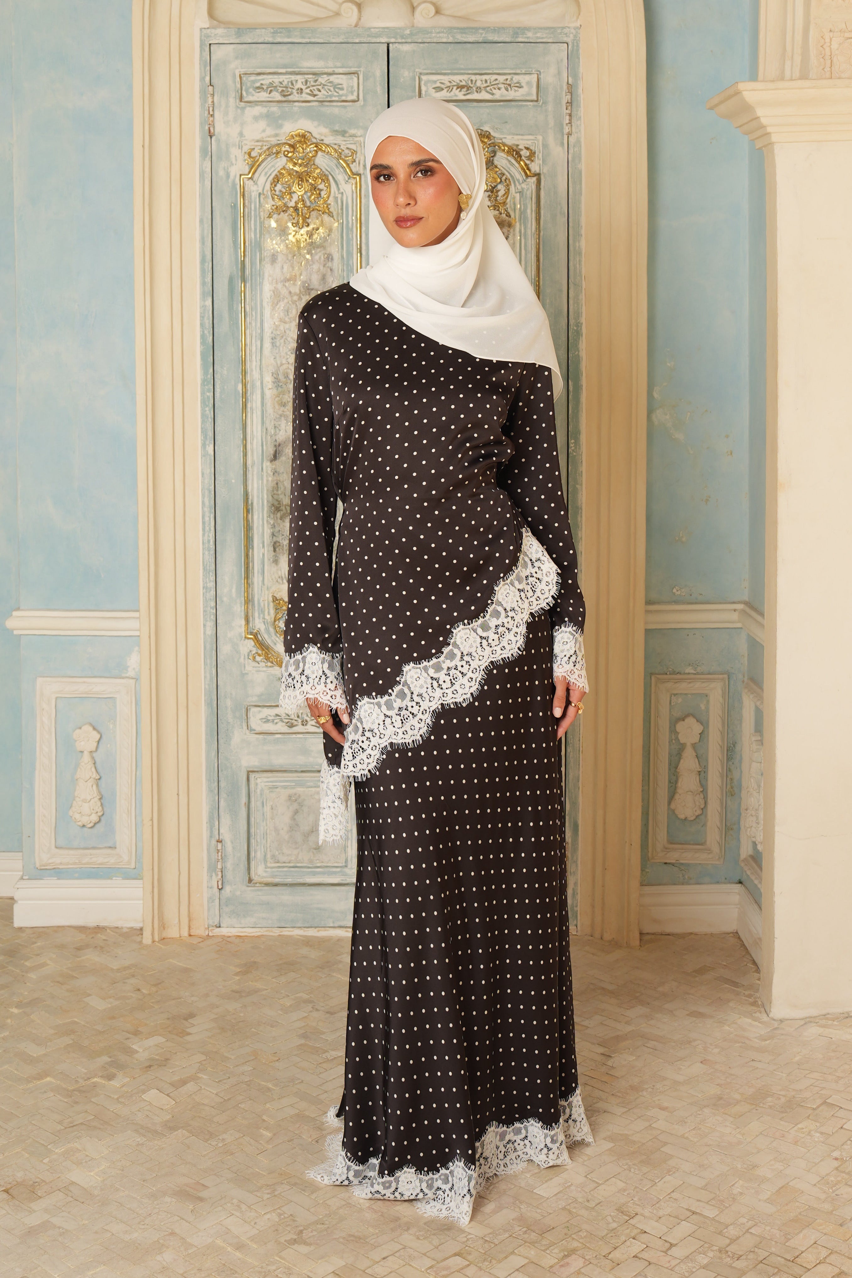 Lace Skirt/Shirt Set - Black