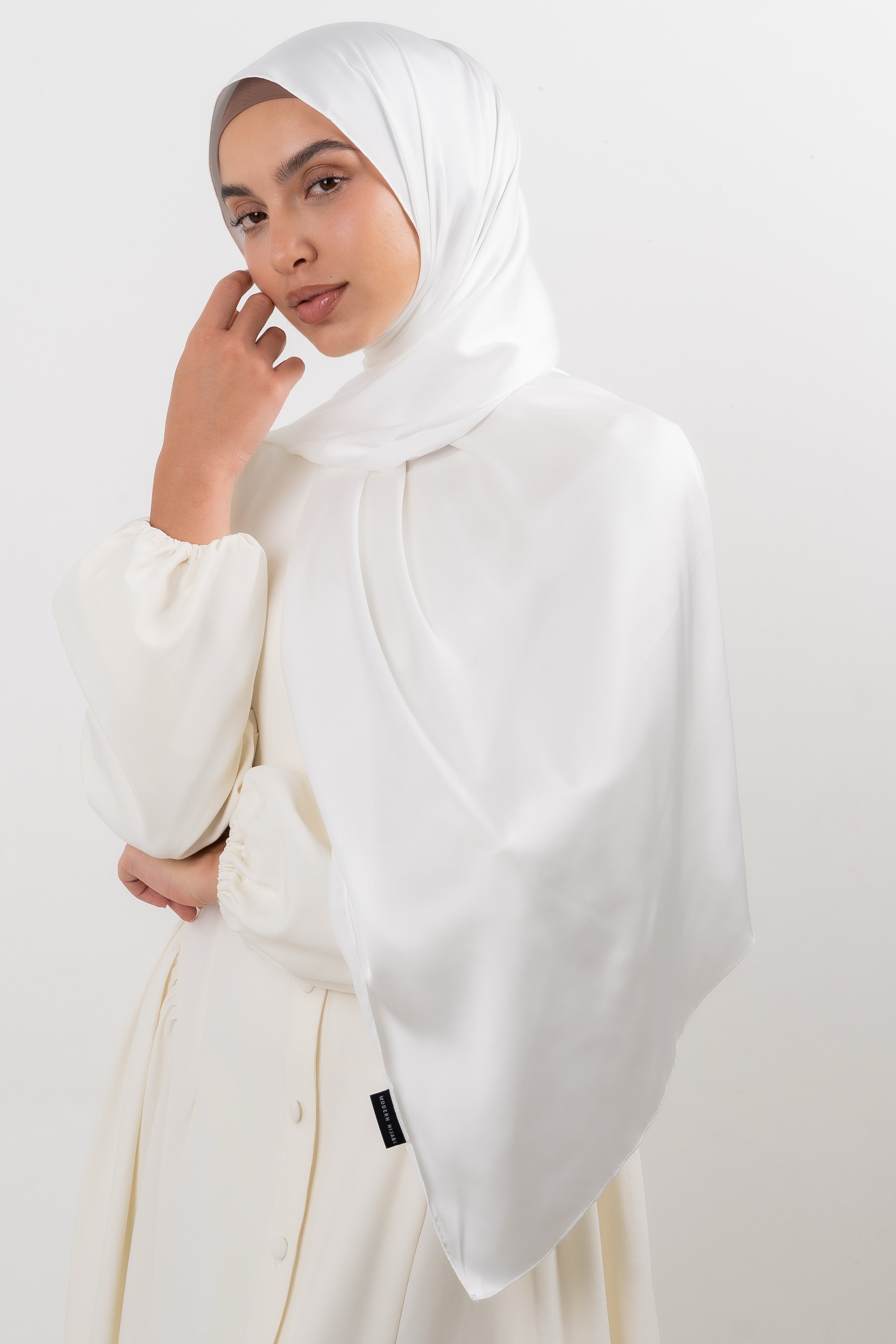 satin white hijab