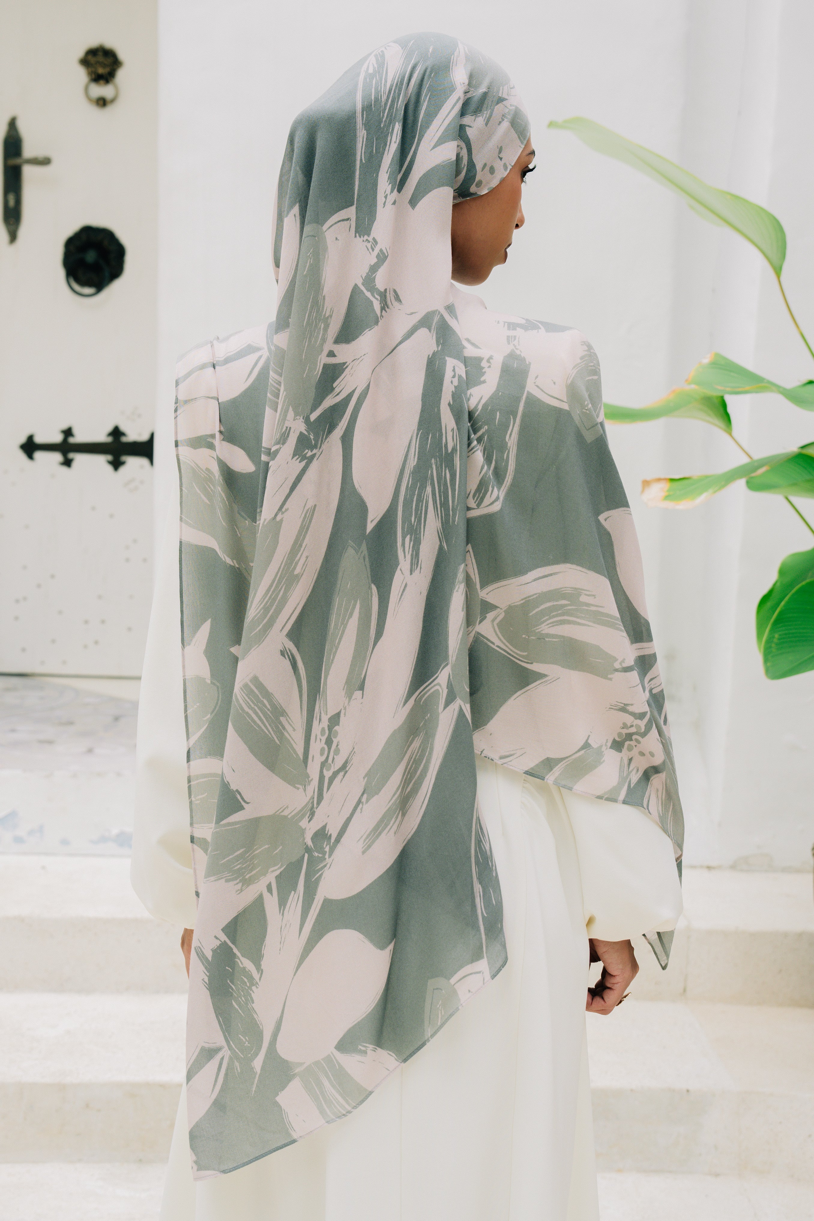 Printed Modal Hijab - Leafy Elegance