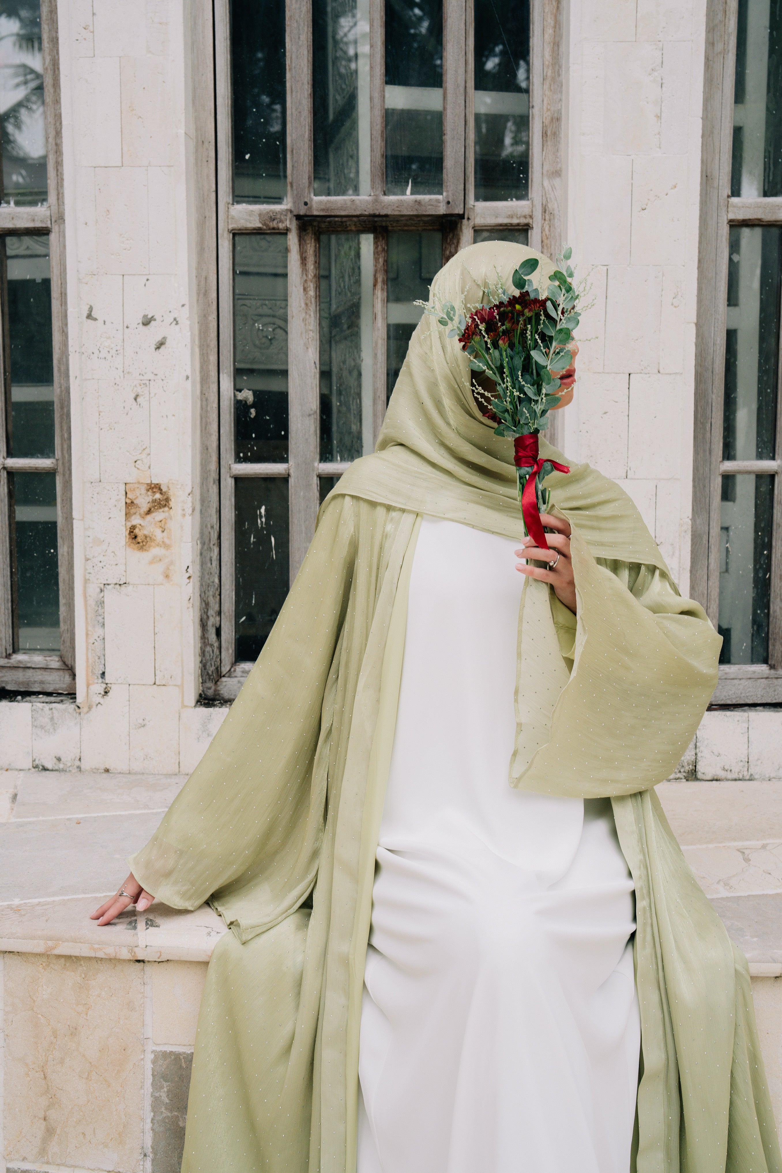 Luma Kimono Abaya Set - Celadon Mist