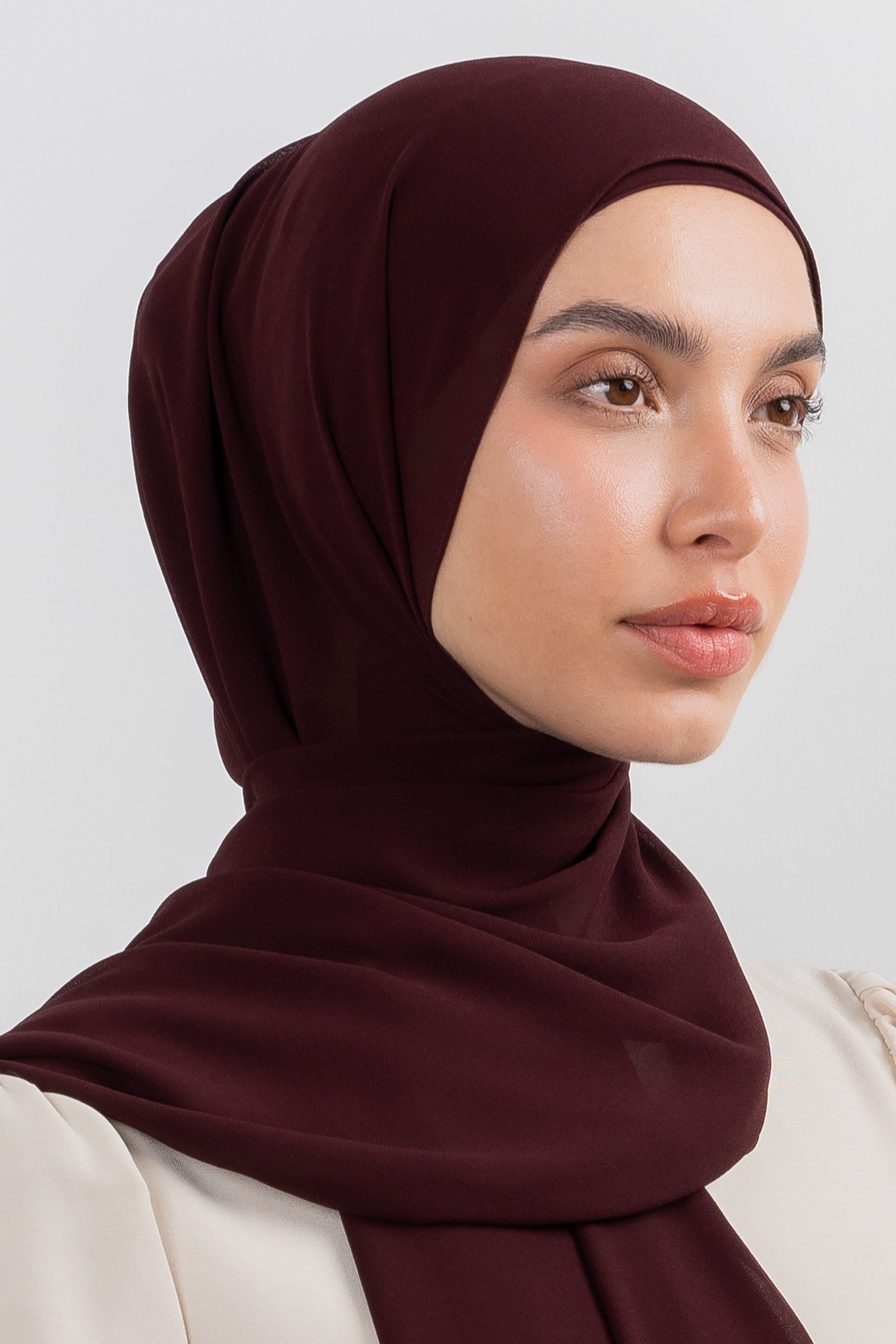 Chiffon Hijab Set - Maroon - Modern Hijabi