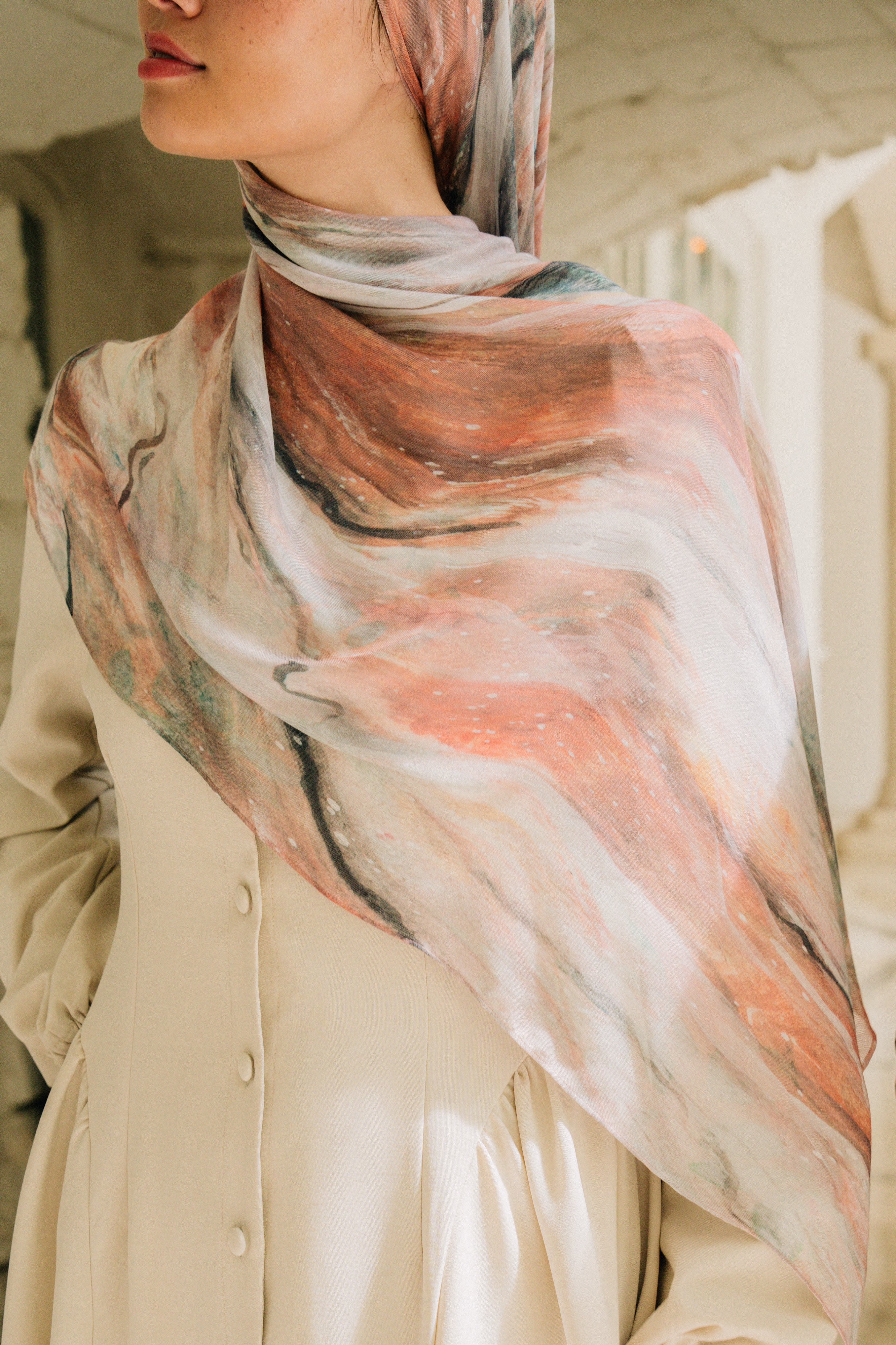 Printed Modal Hijab - Dessert Mirage