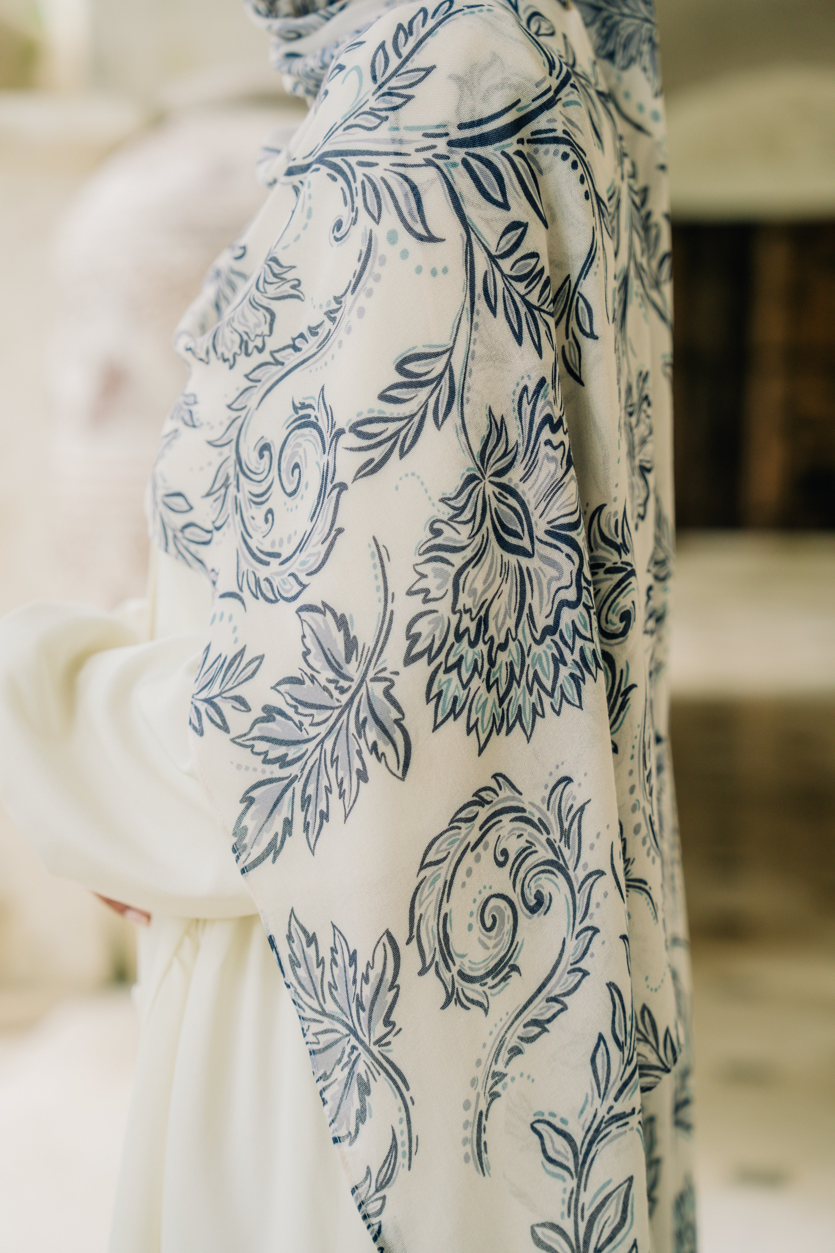 Printed Modal Hijab - Navy Garden
