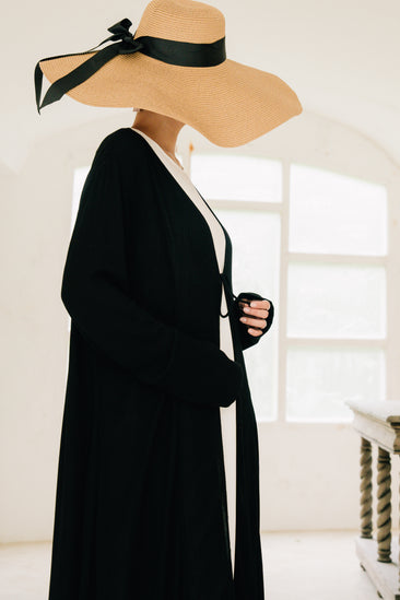 Riwa Open Abaya - Midnight Noir