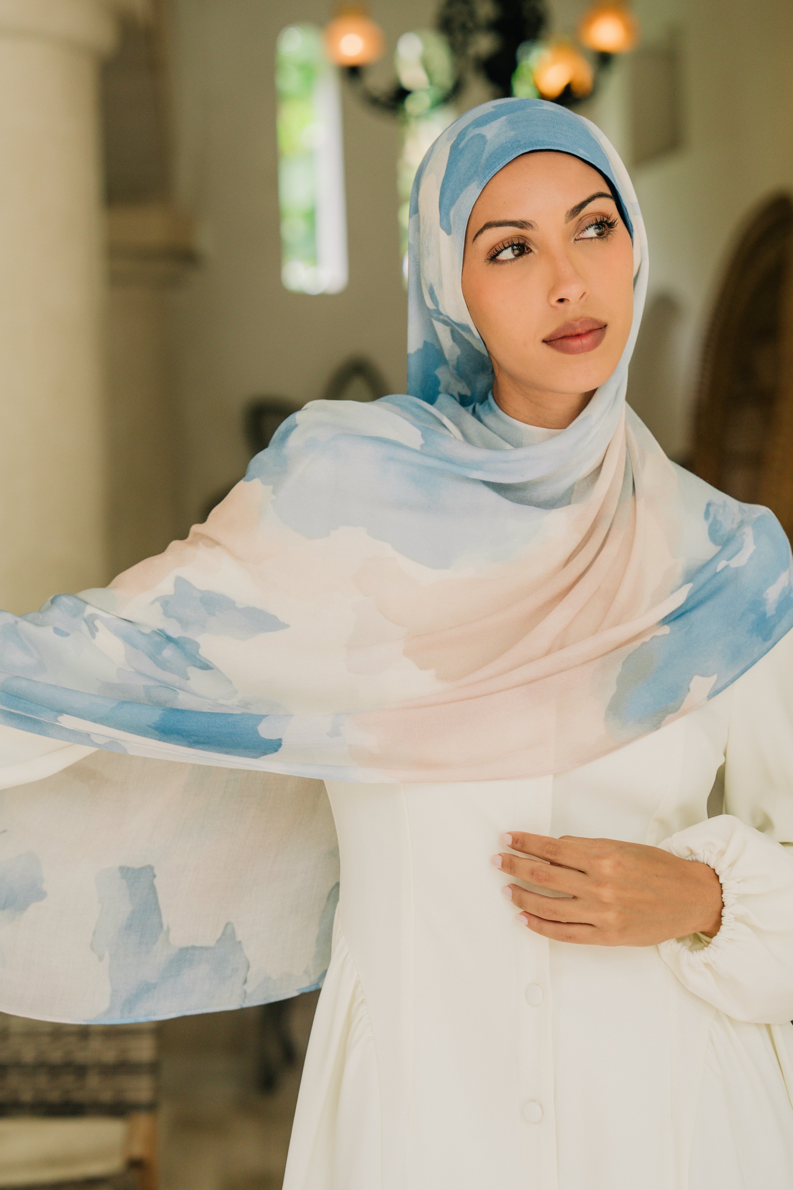 Printed Modal Hijab - Sky Mist