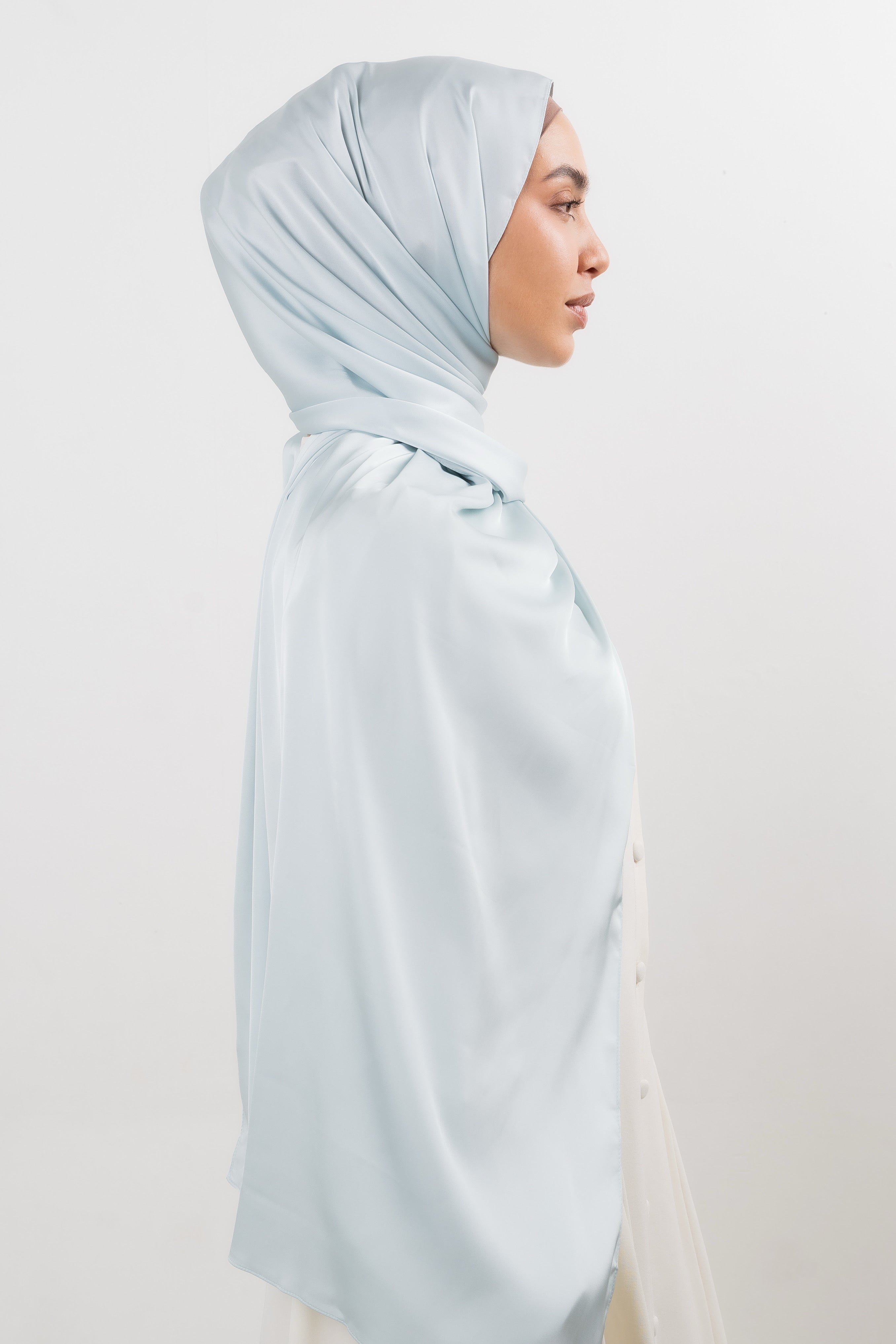 Premium Satin Hijab - Dusty Blue