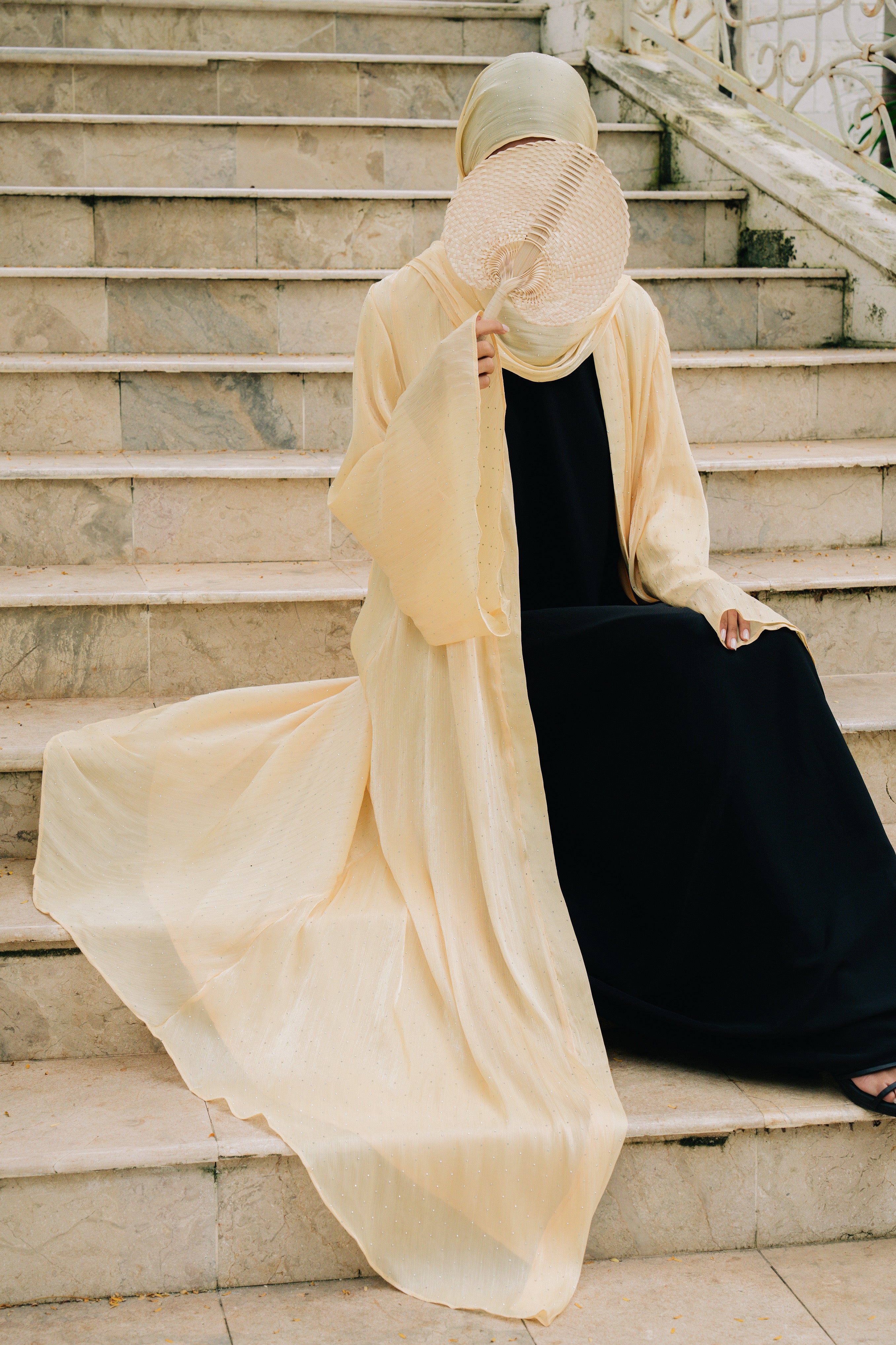 Luma Kimono Abaya Set - Golden Haze