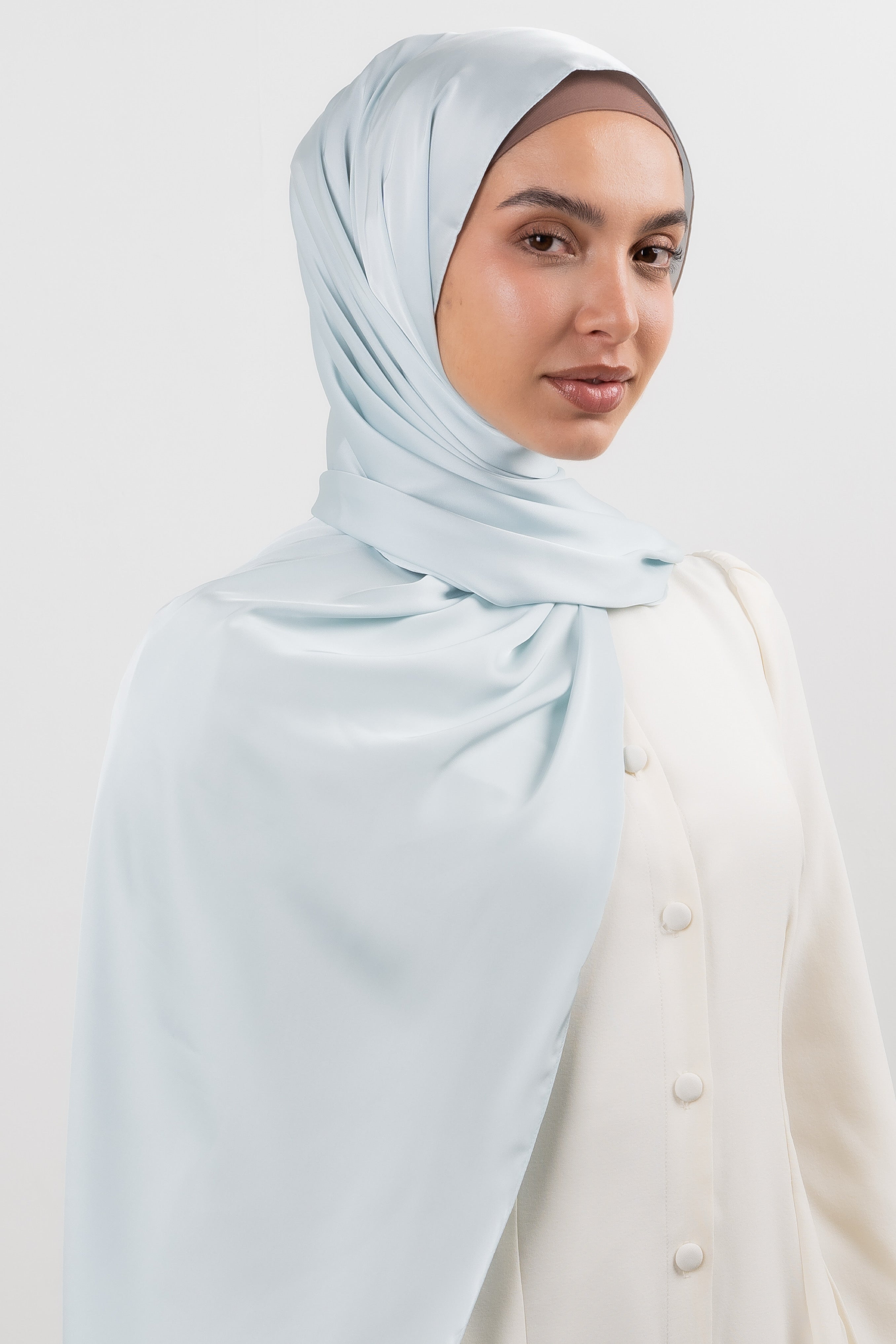 Premium Satin Hijab - Dusty Blue