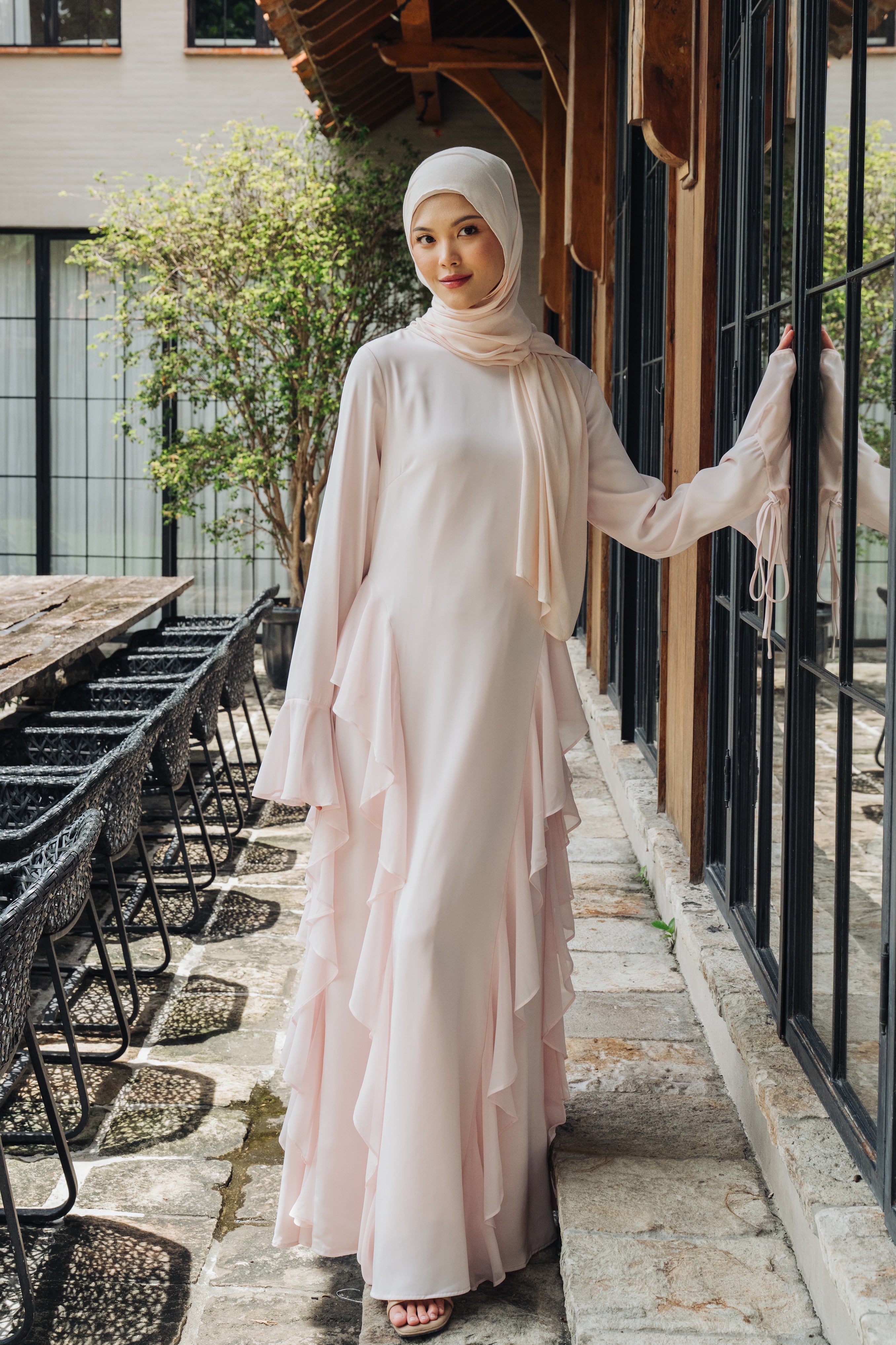 Alyah Satin Maxi Dress - Baby Pink