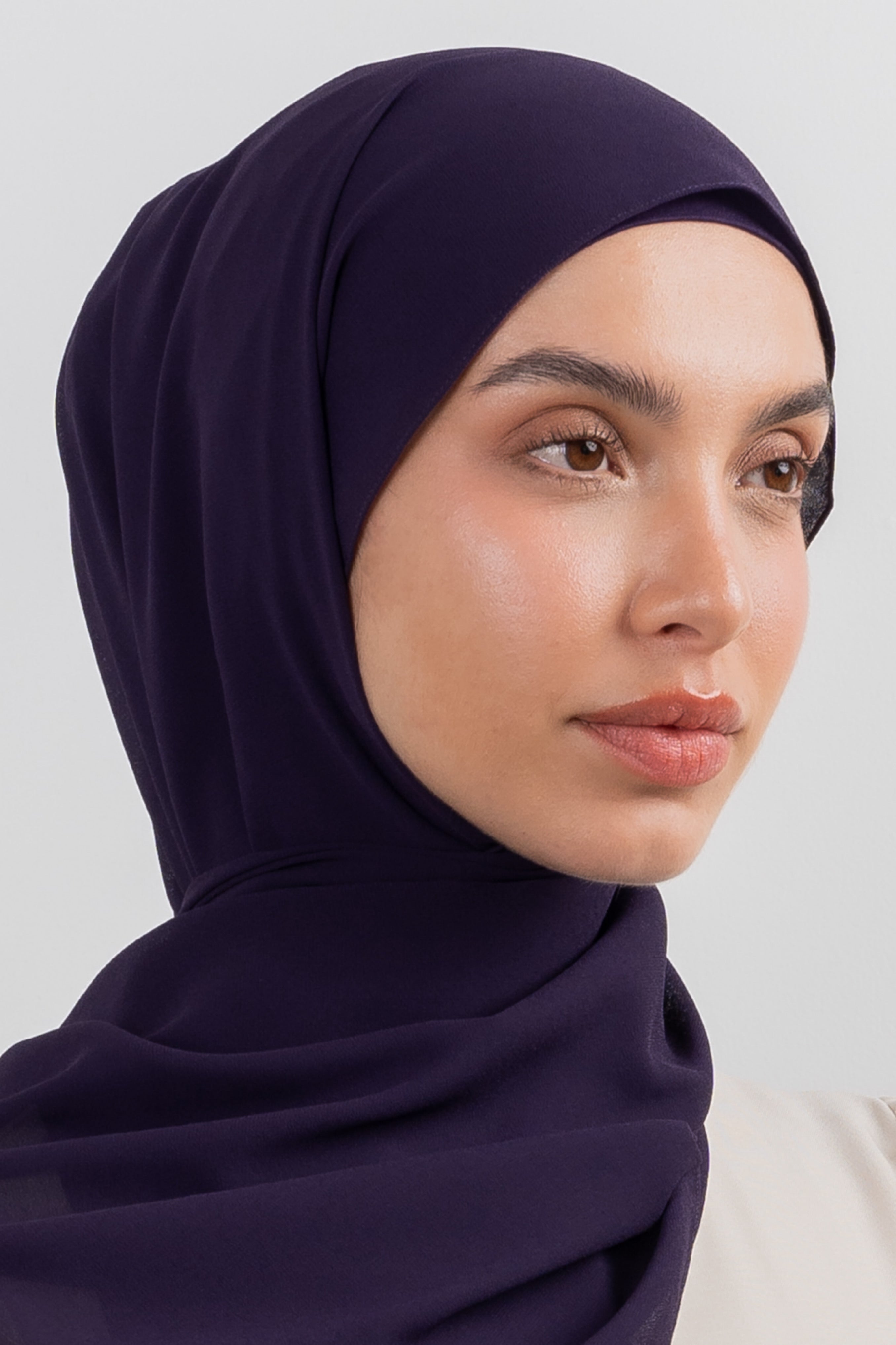 Chiffon Hijab Set - Dark Purple - Modern Hijabi