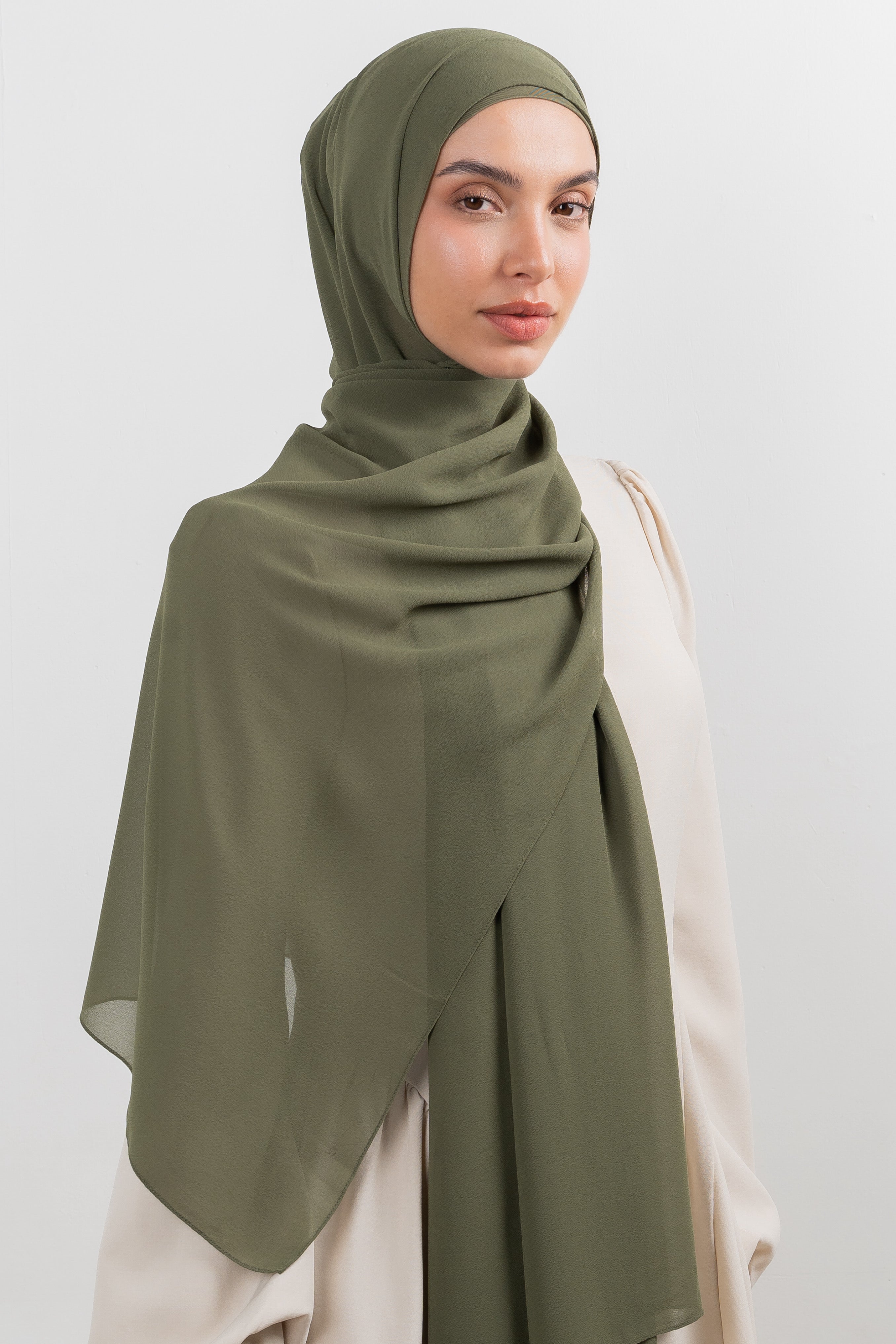 Chiffon Hijab Set - Stone Moss - Modern Hijabi