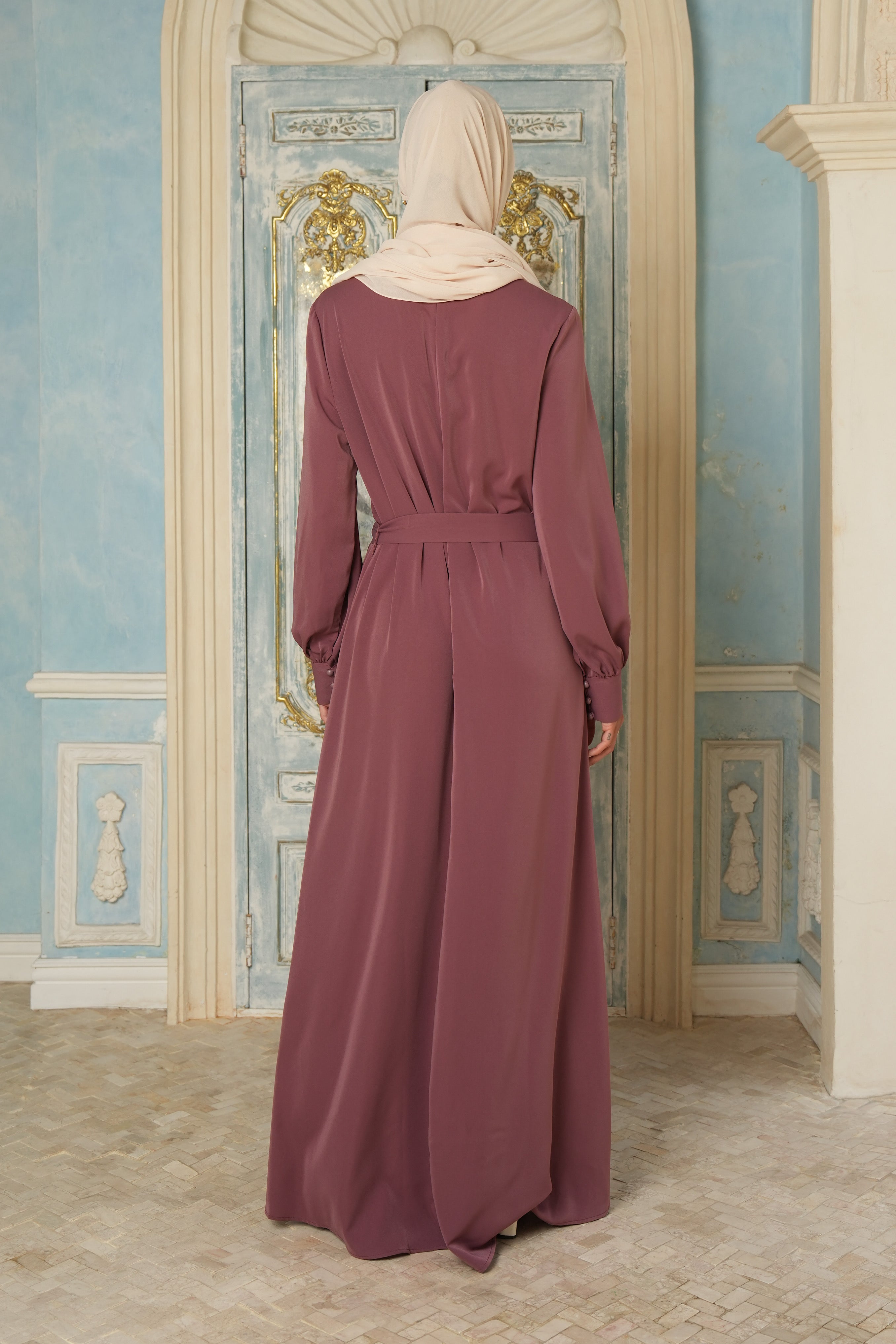 Mauve Plain Maxi Dress