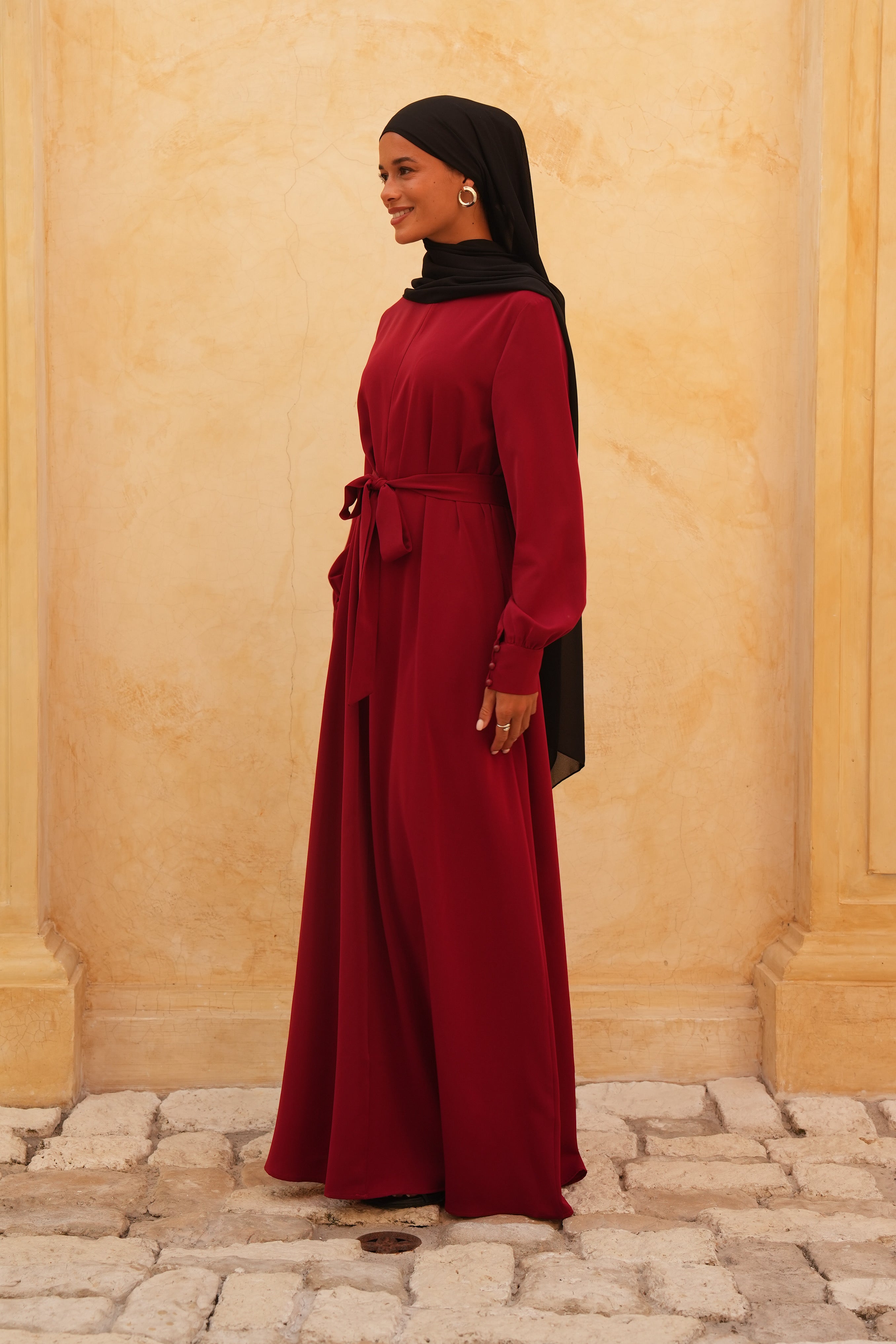 Red Plain Maxi Dress