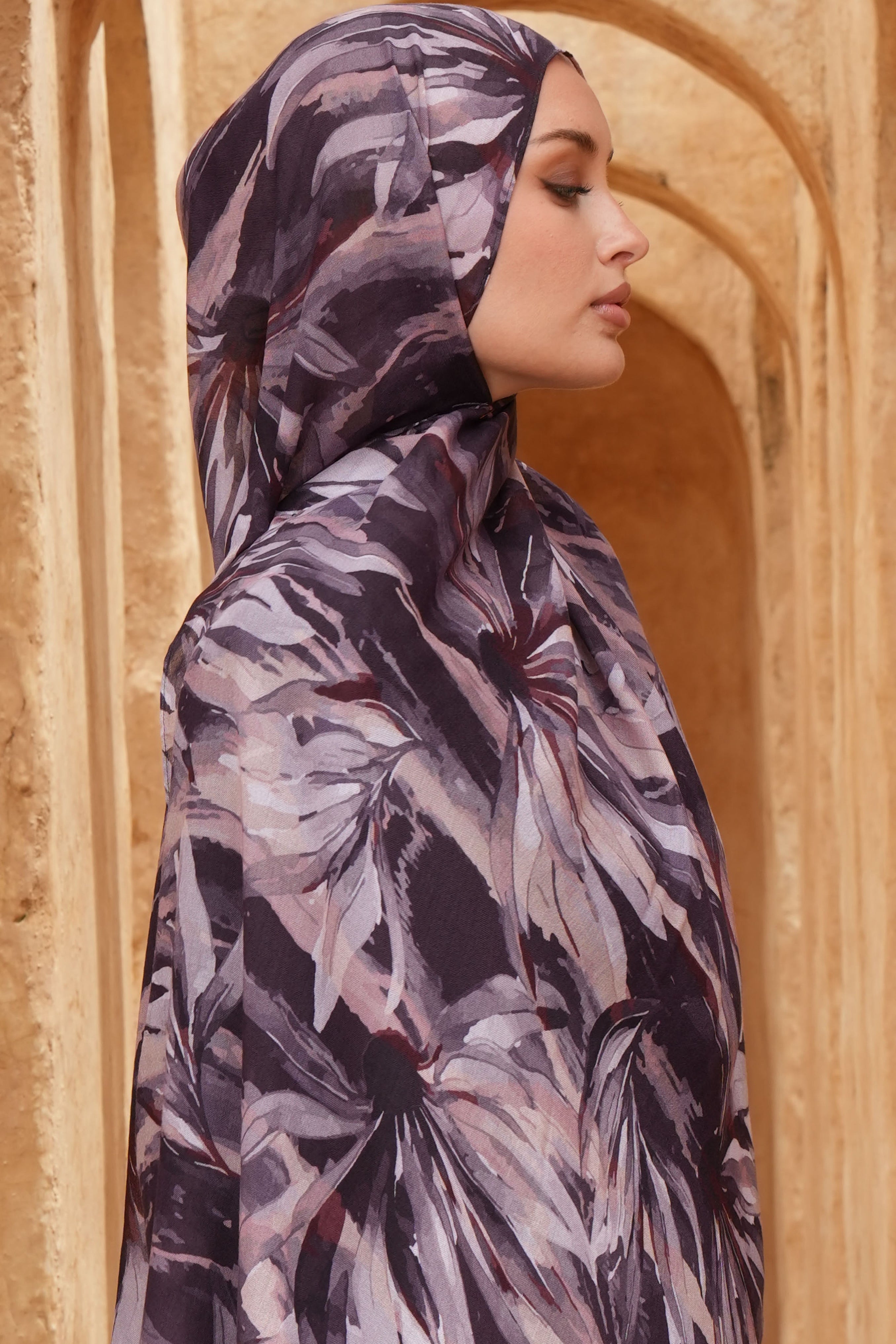 Printed Modal Hijab - Dusky Wisteria - Modern Hijabi
