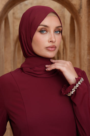 maxi dress with headscarf Mira Crystal Maxi Dress Set