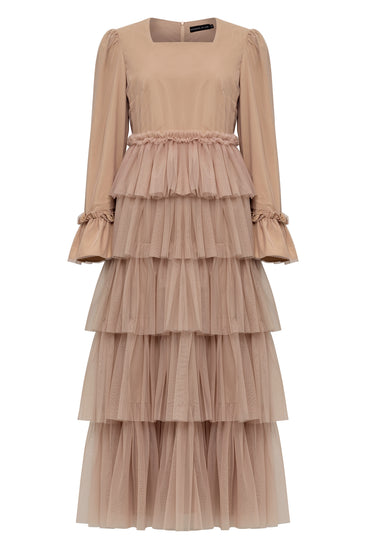 knee length dresses for ladies Butter Yellow Ruffled & Layered Maxi Dress