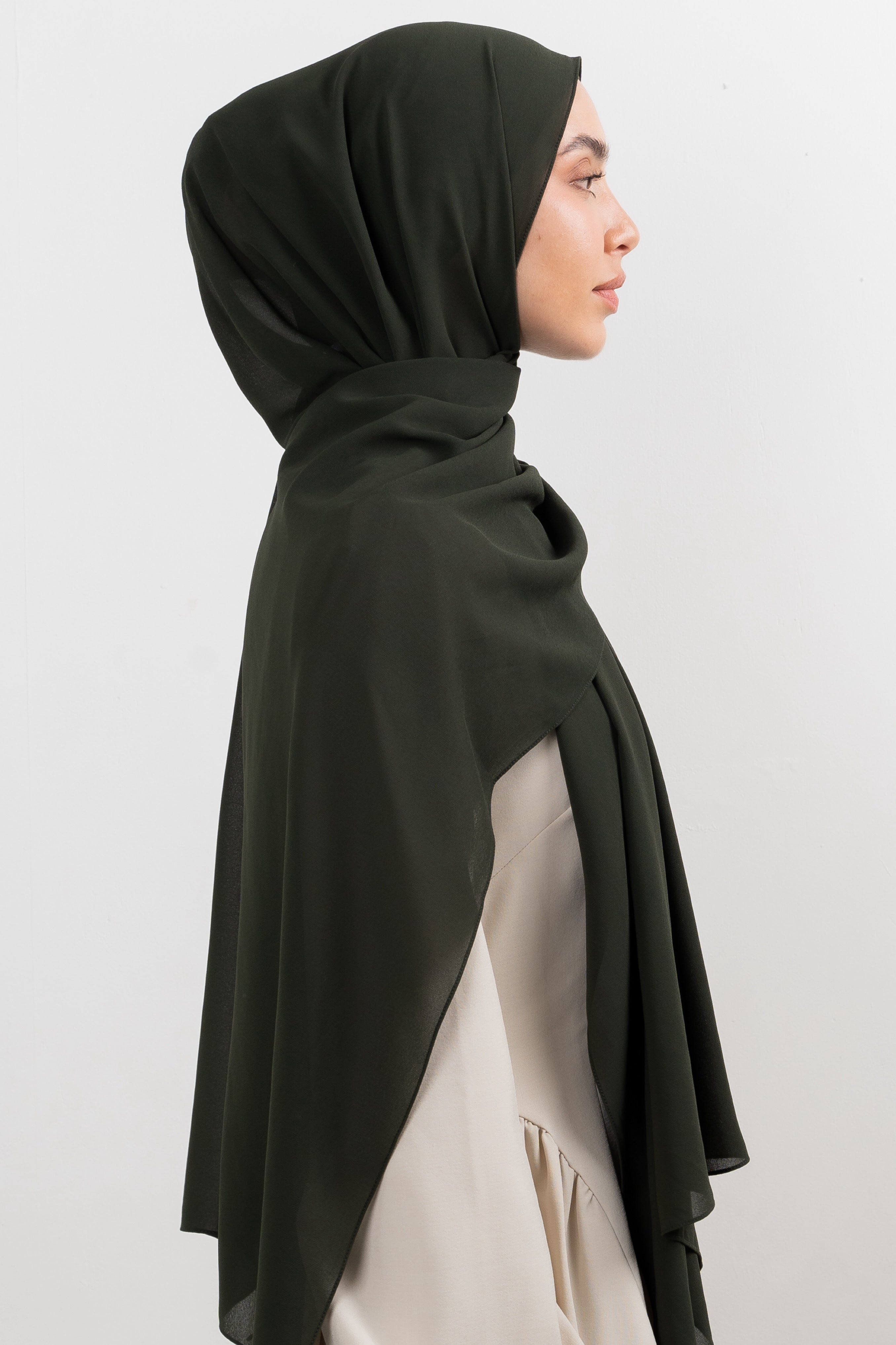 Chiffon Hijab Set - Army Green - Modern Hijabi