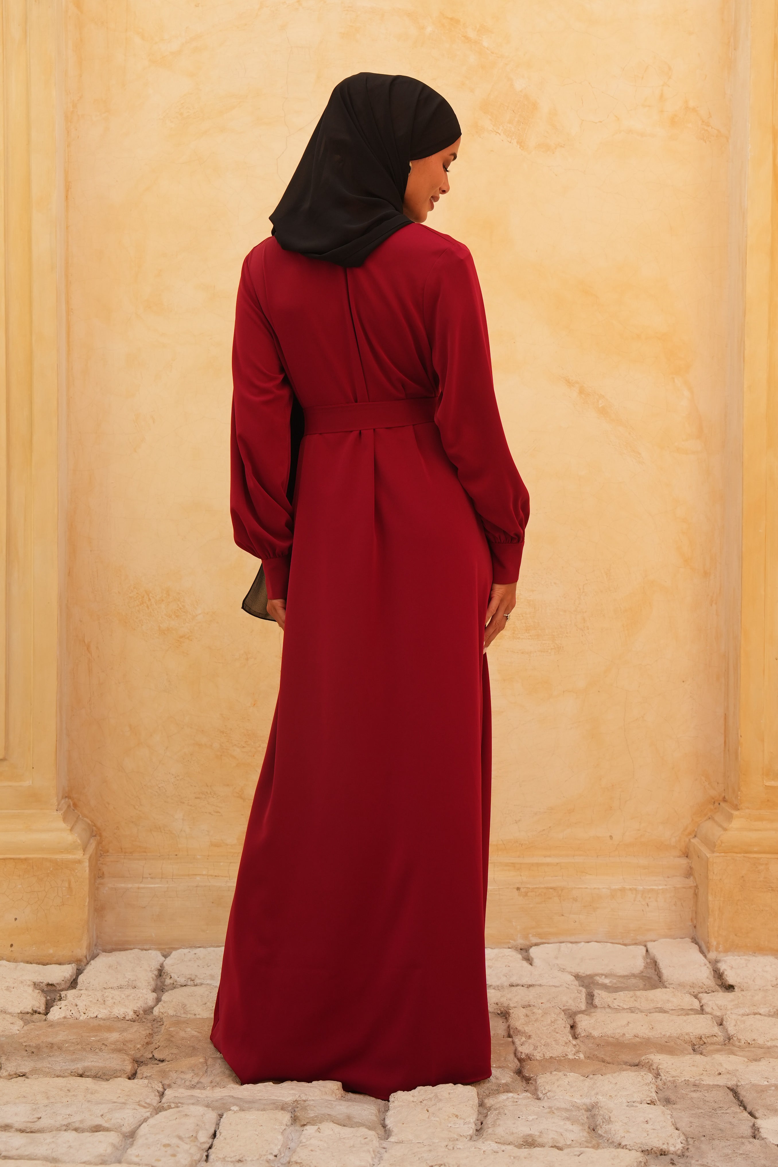 Red Plain Maxi Dress