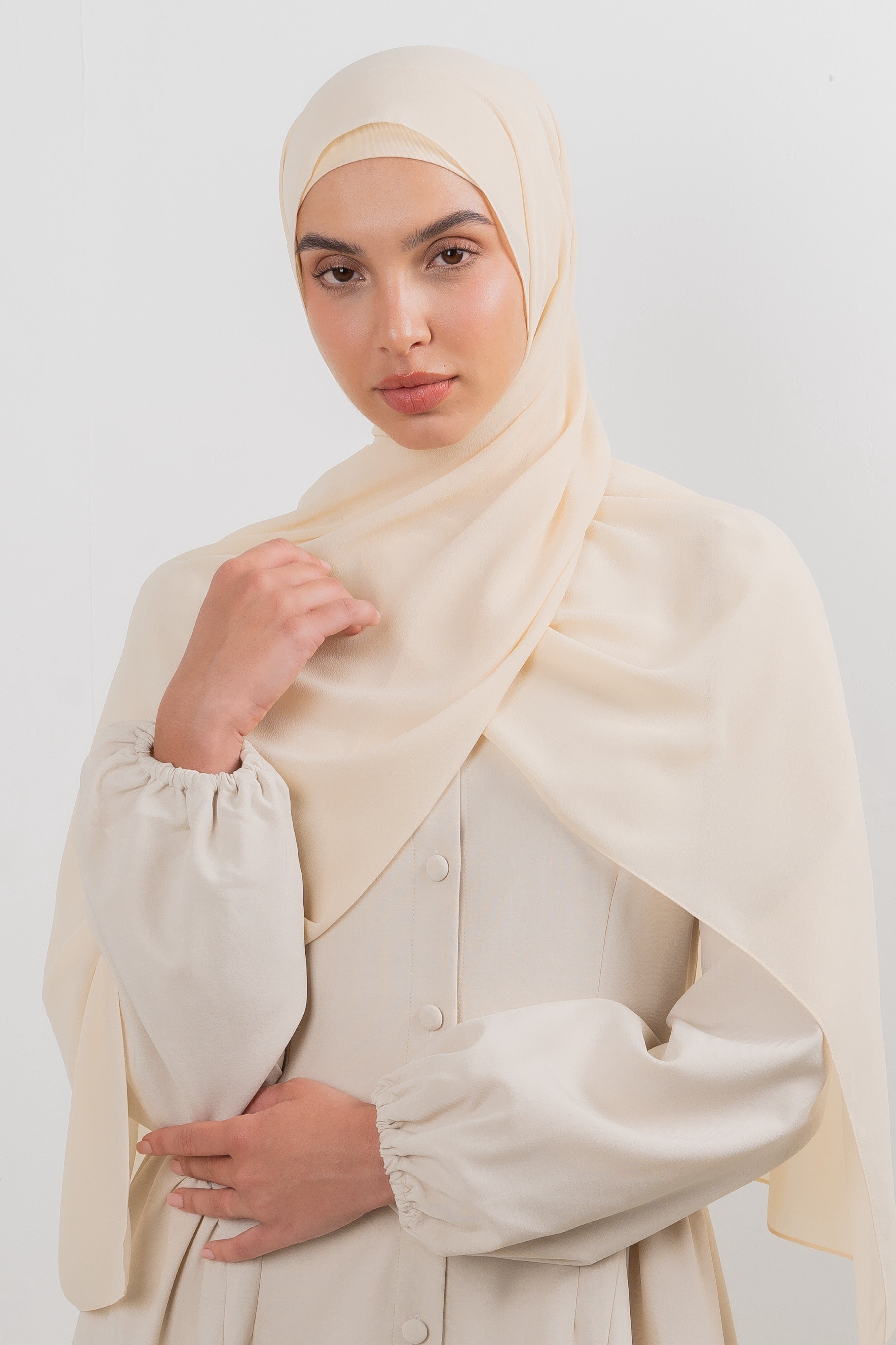 Chiffon Hijab Set - Butter Yellow - Modern Hijabi