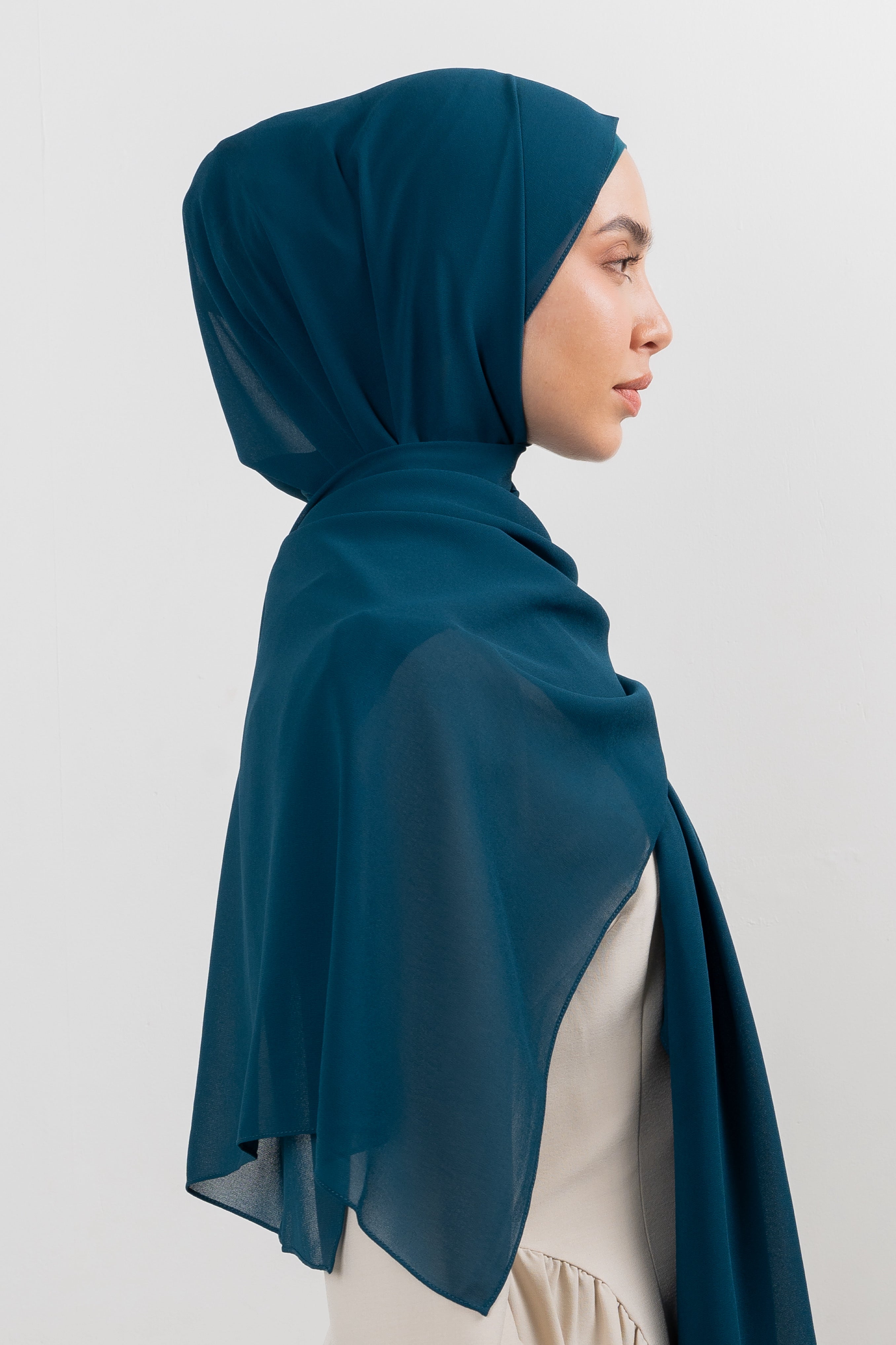 Chiffon Hijab Set - Peacock Blue - Modern Hijabi