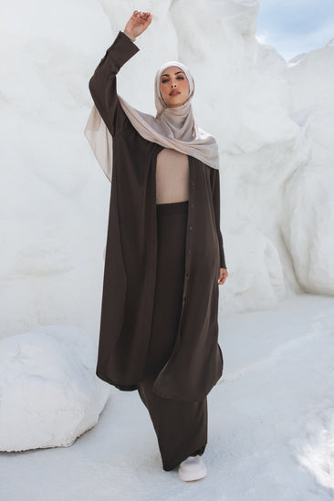 Laila Oversized Shirt Dress - Brown