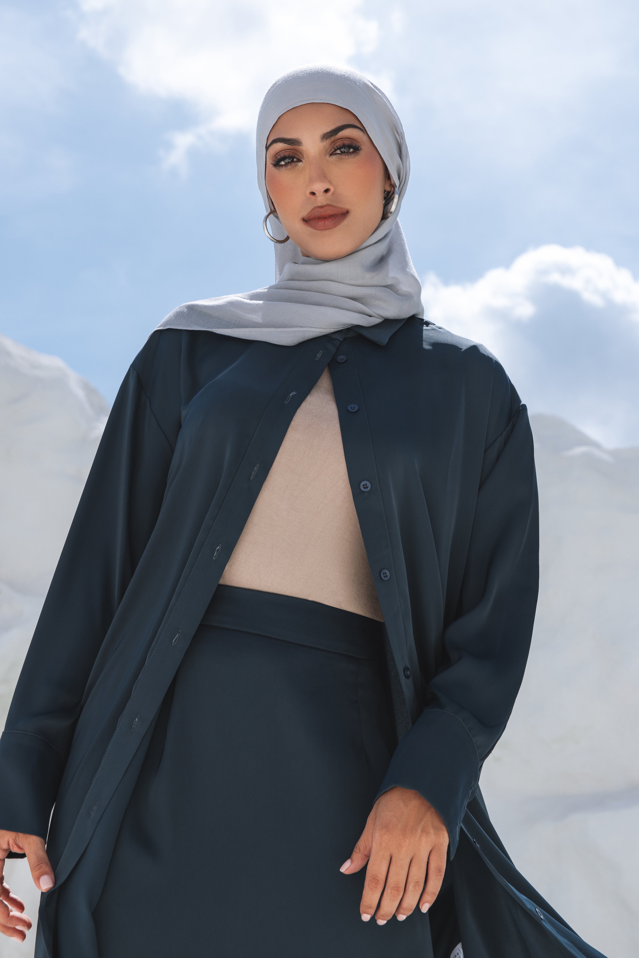 Laila Satin Skirt - Navy