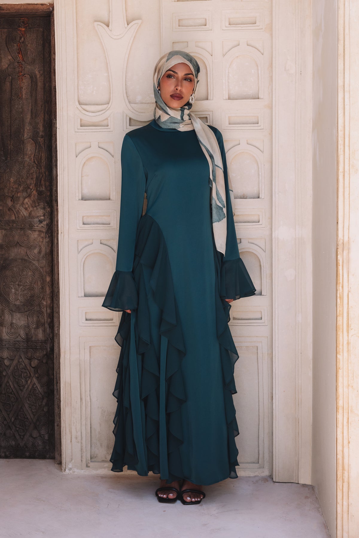 long sleeve hijab dresses Alyah Satin Maxi Dress IT38 Please note DONICY Women's Navy Blue Color:As picture Pink