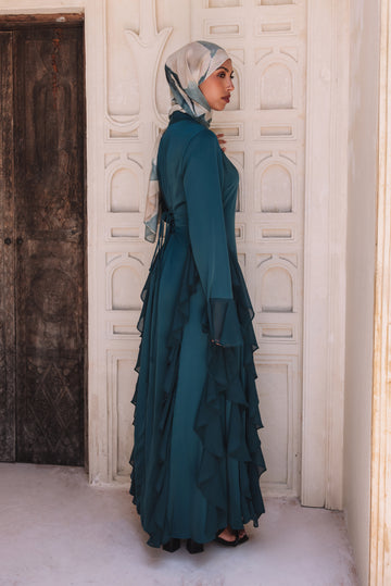 Alyah Satin Maxi Dress - Teal Alyah Satin Maxi Dress - Teal