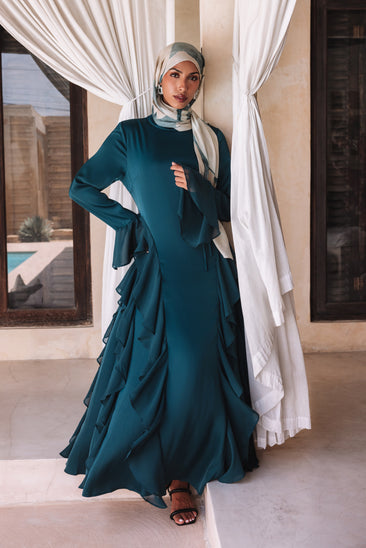 Alyah Satin Maxi Dress - Teal Alyah Satin Maxi Dress - Teal