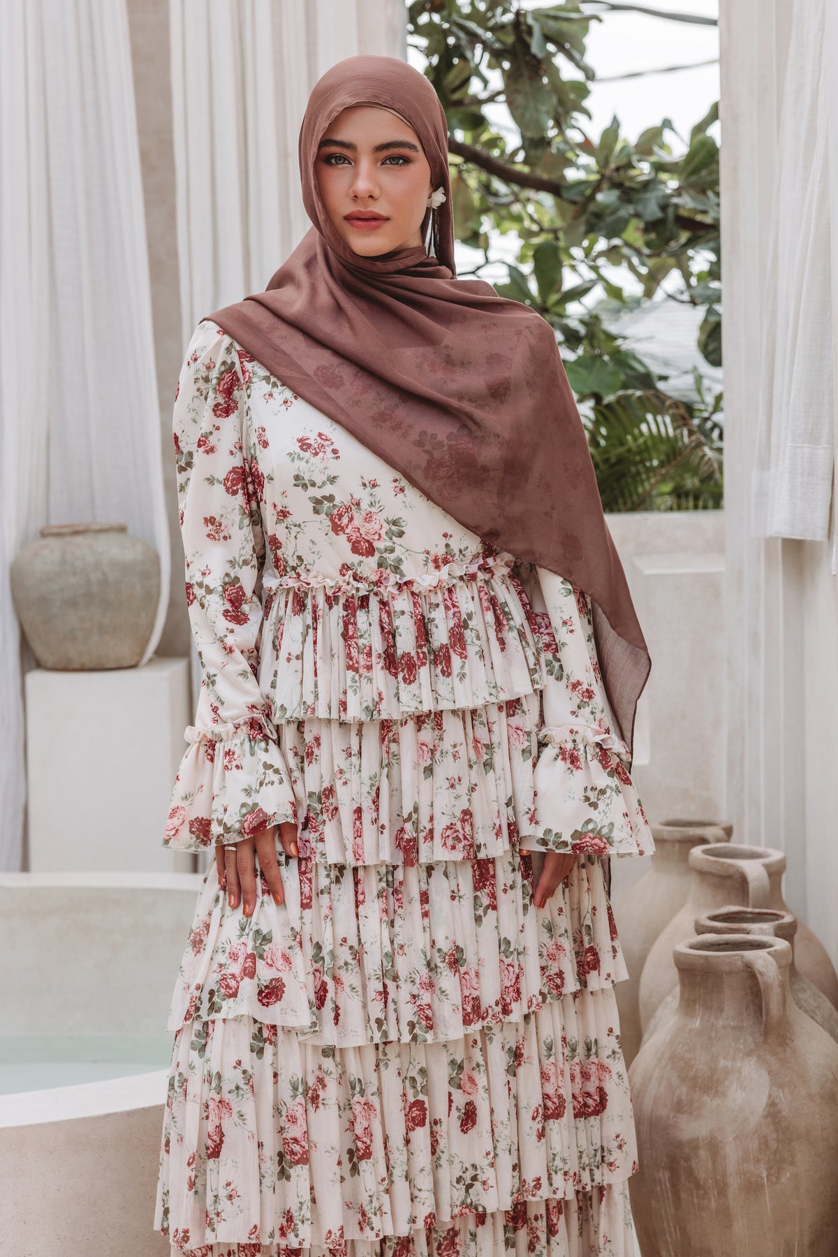 layered maxi dress Leya Black Short Sleeves A-line Fit:M1110796 100% Polyester Color Option:Red