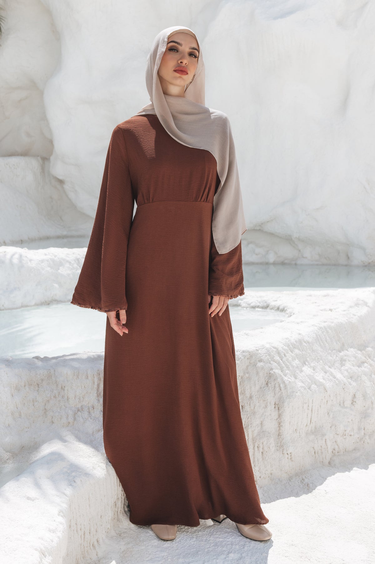 brown dress with hijab Lana Maxi Machine Washable