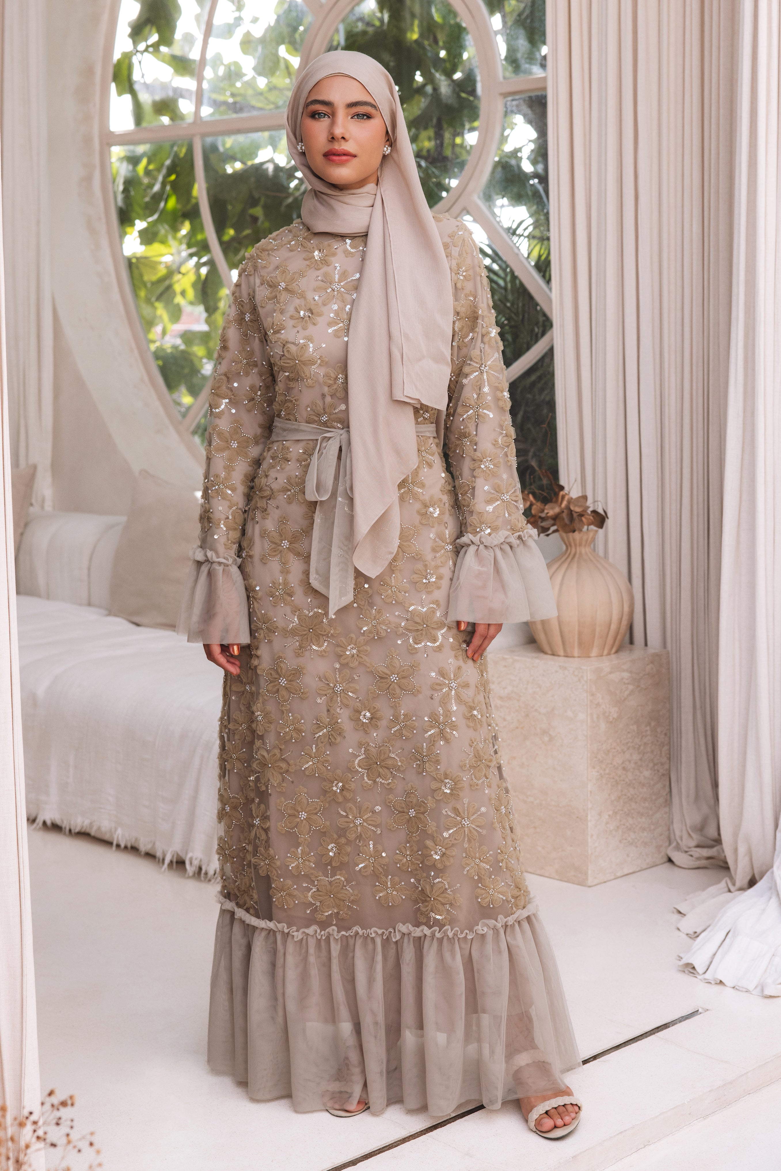 Layan formal Dress - Taupe Brown