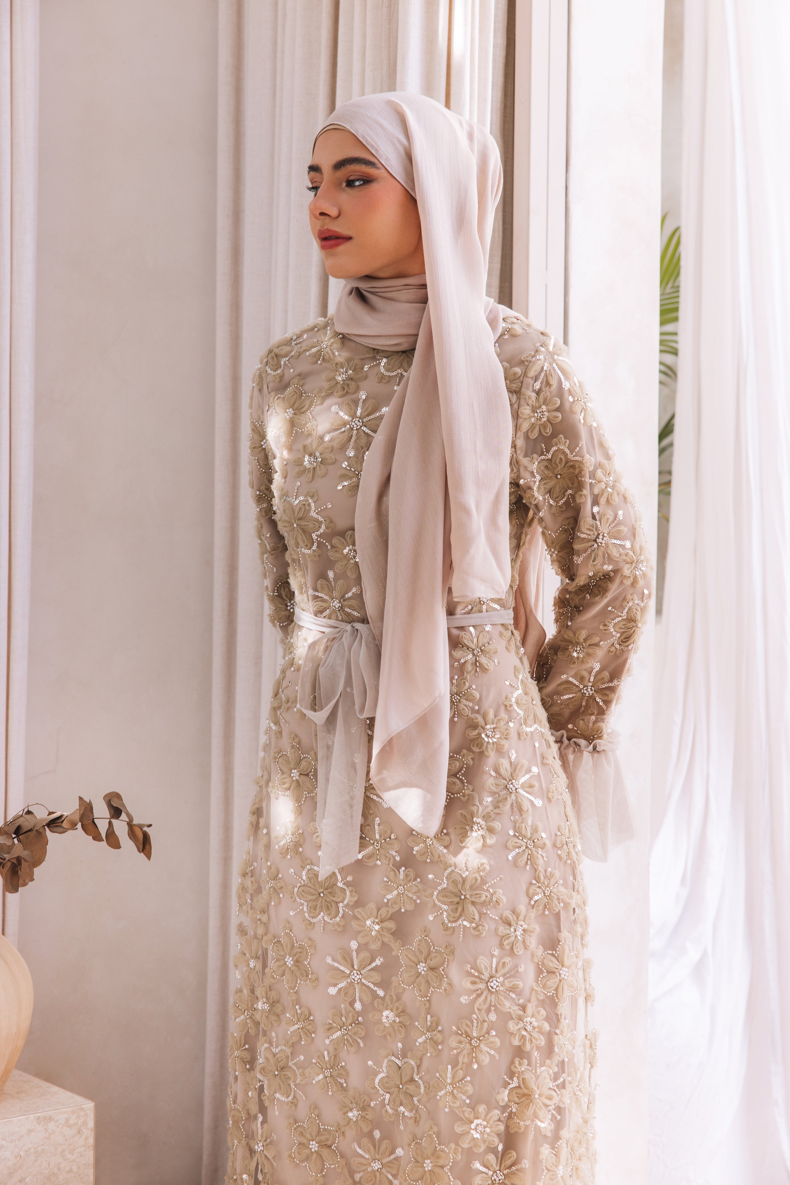 Layan formal Dress - Taupe Brown