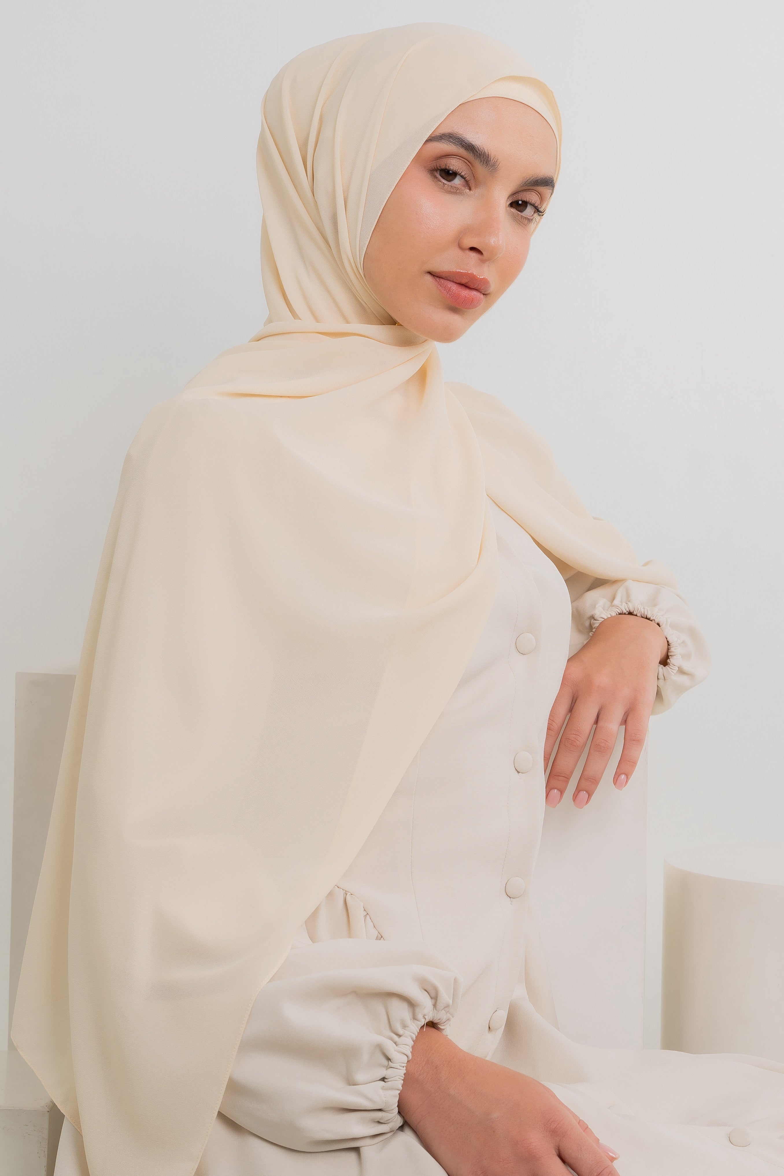 Chiffon Hijab Set - Butter Yellow - Modern Hijabi