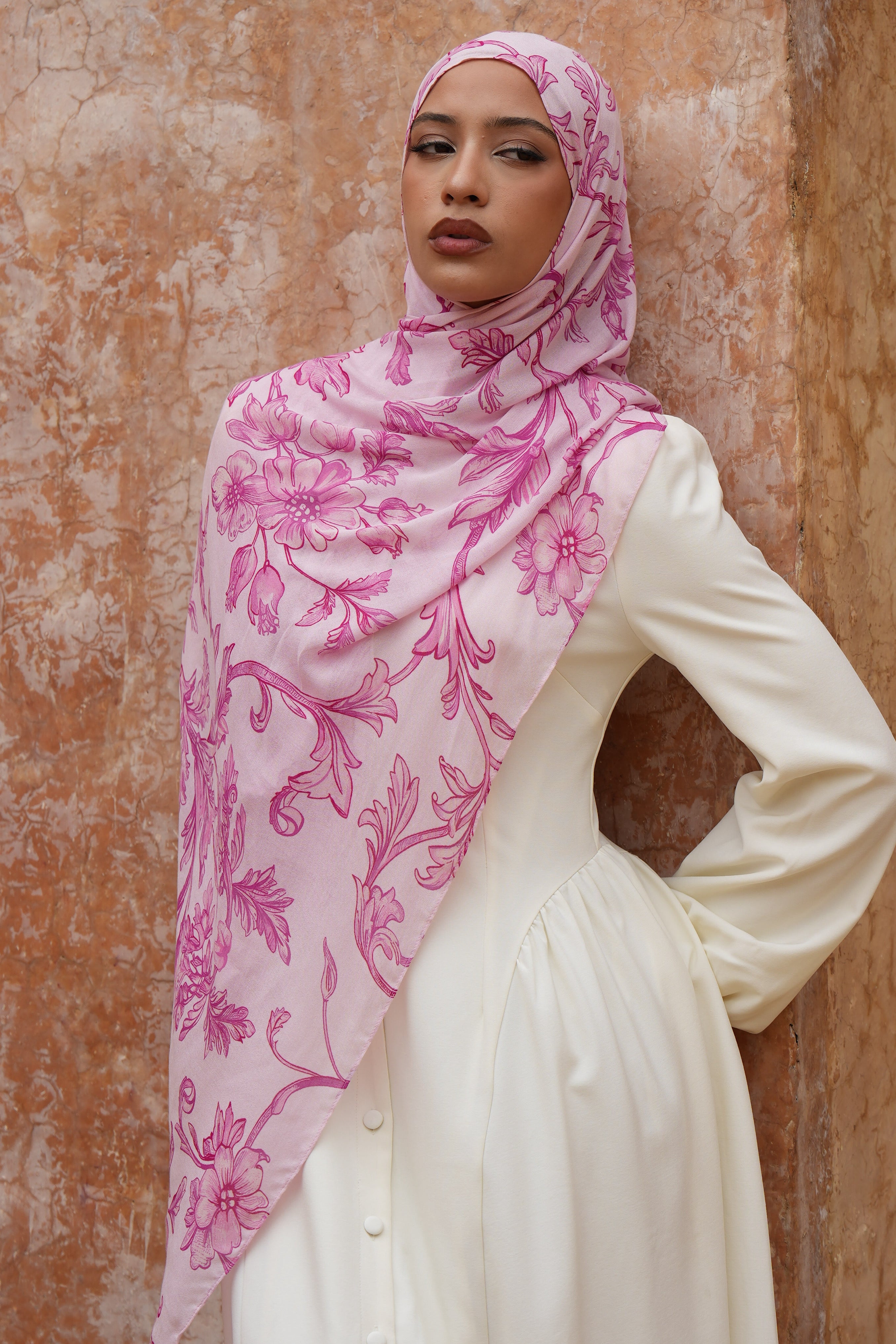 Printed Modal Hijab - Blush Arabesque - Modern Hijabi