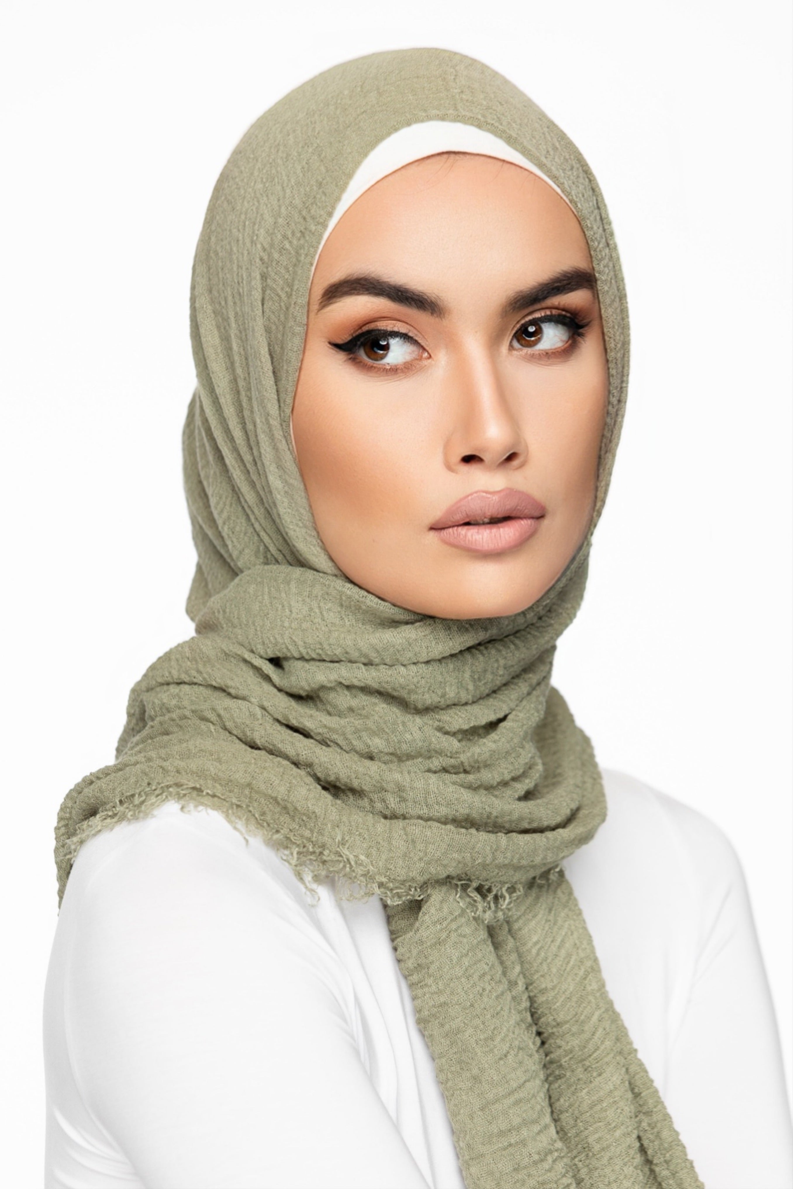 Cotton Crinkle Hijab - Sage Green