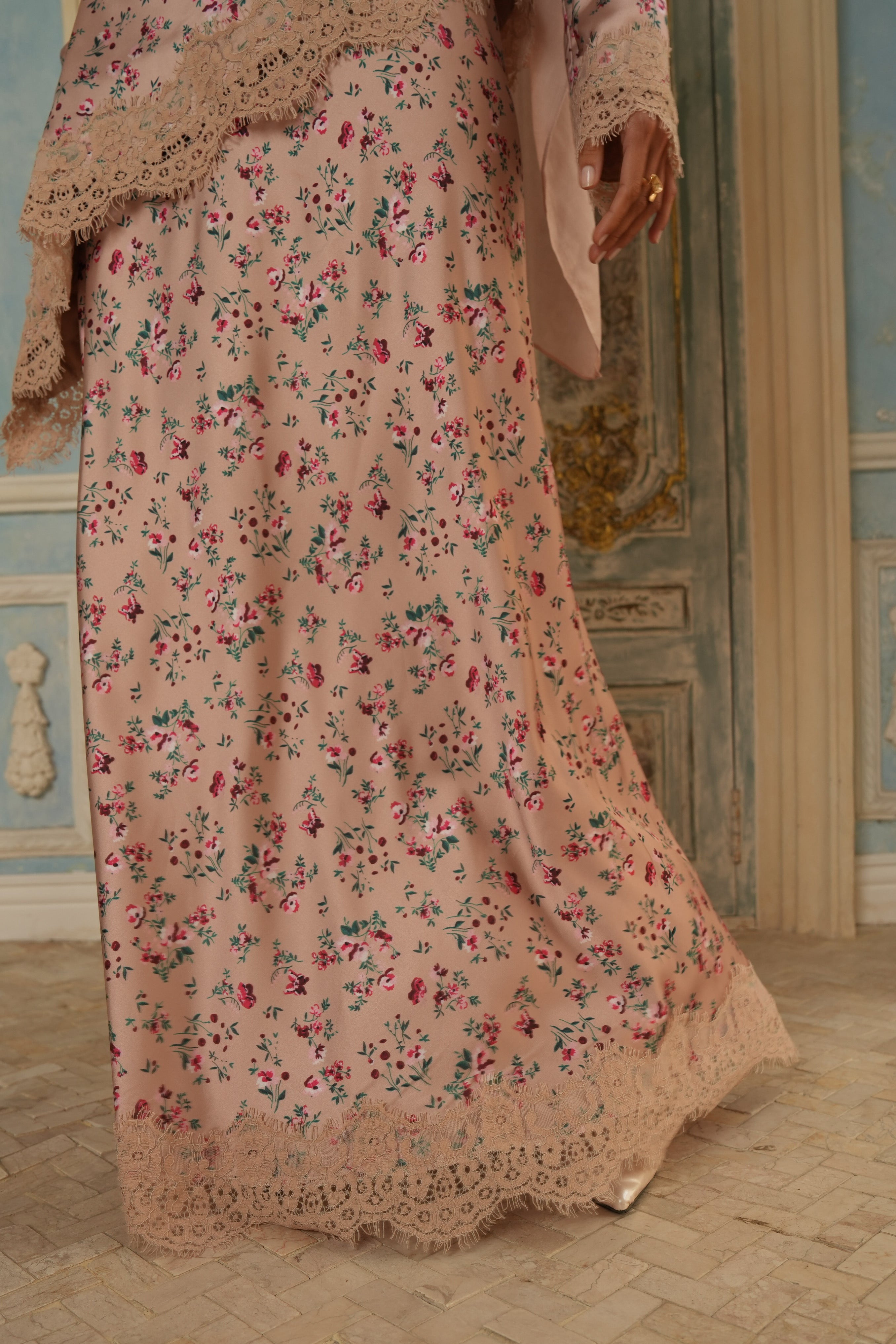 Lace Skirt/Shirt Set - Floral