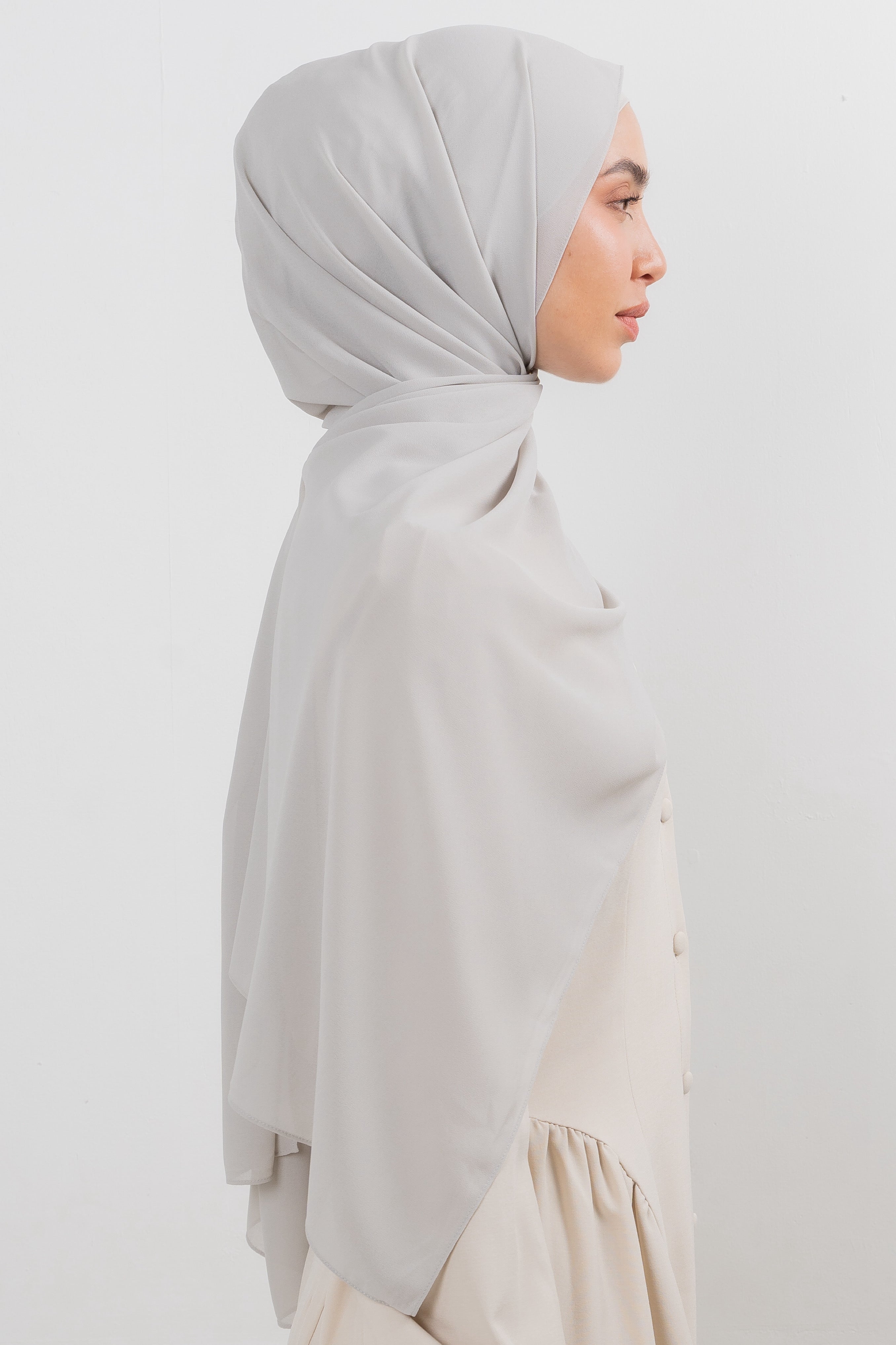 Chiffon Hijab Set - Silver - Modern Hijabi