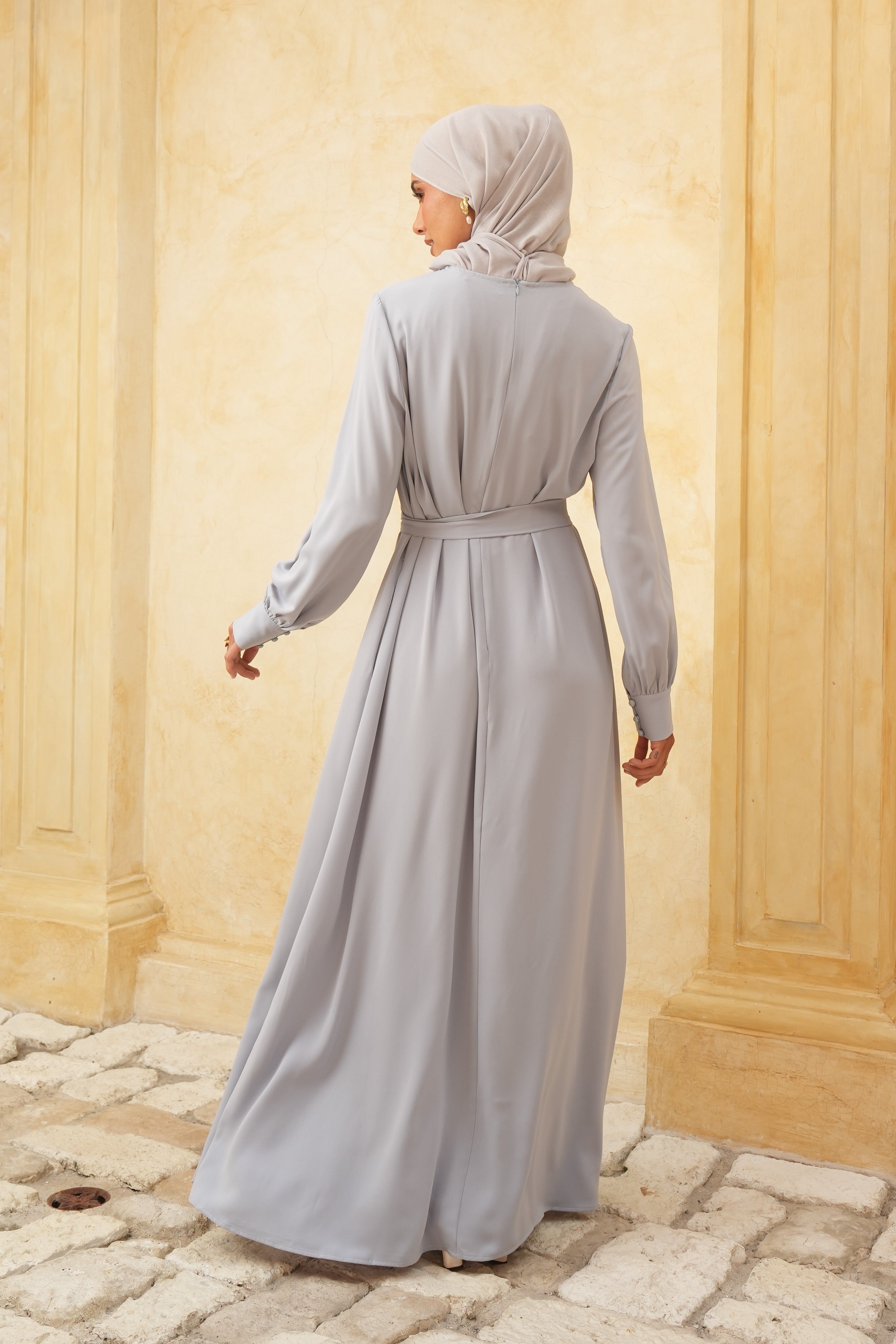Grey Plain Maxi Dress