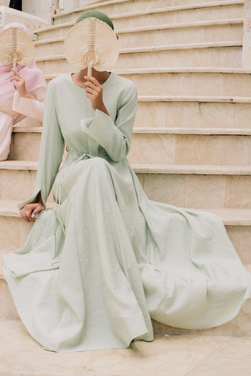 chinese dress ladies Olava forme ribbon-detail maxi dress sage main image 0