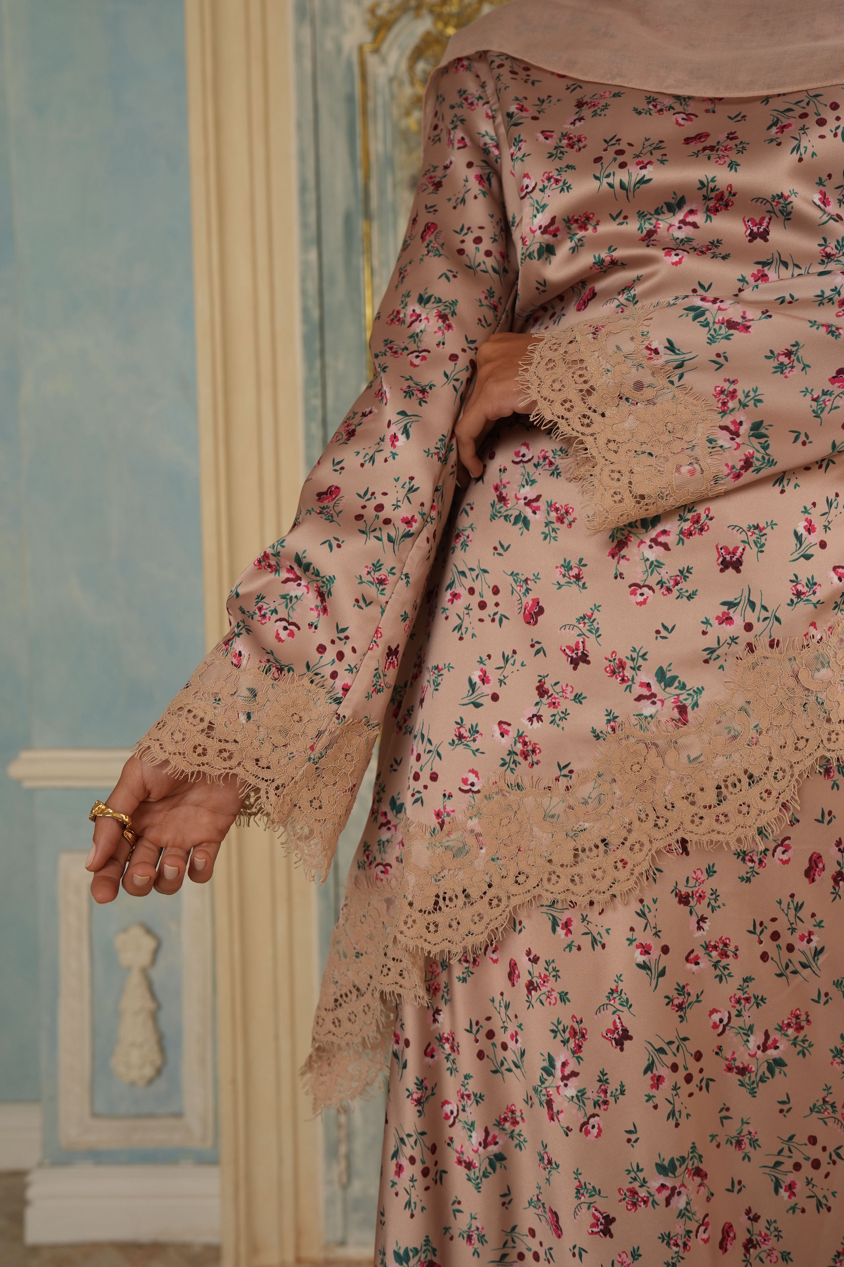 Lace Skirt/Shirt Set - Floral