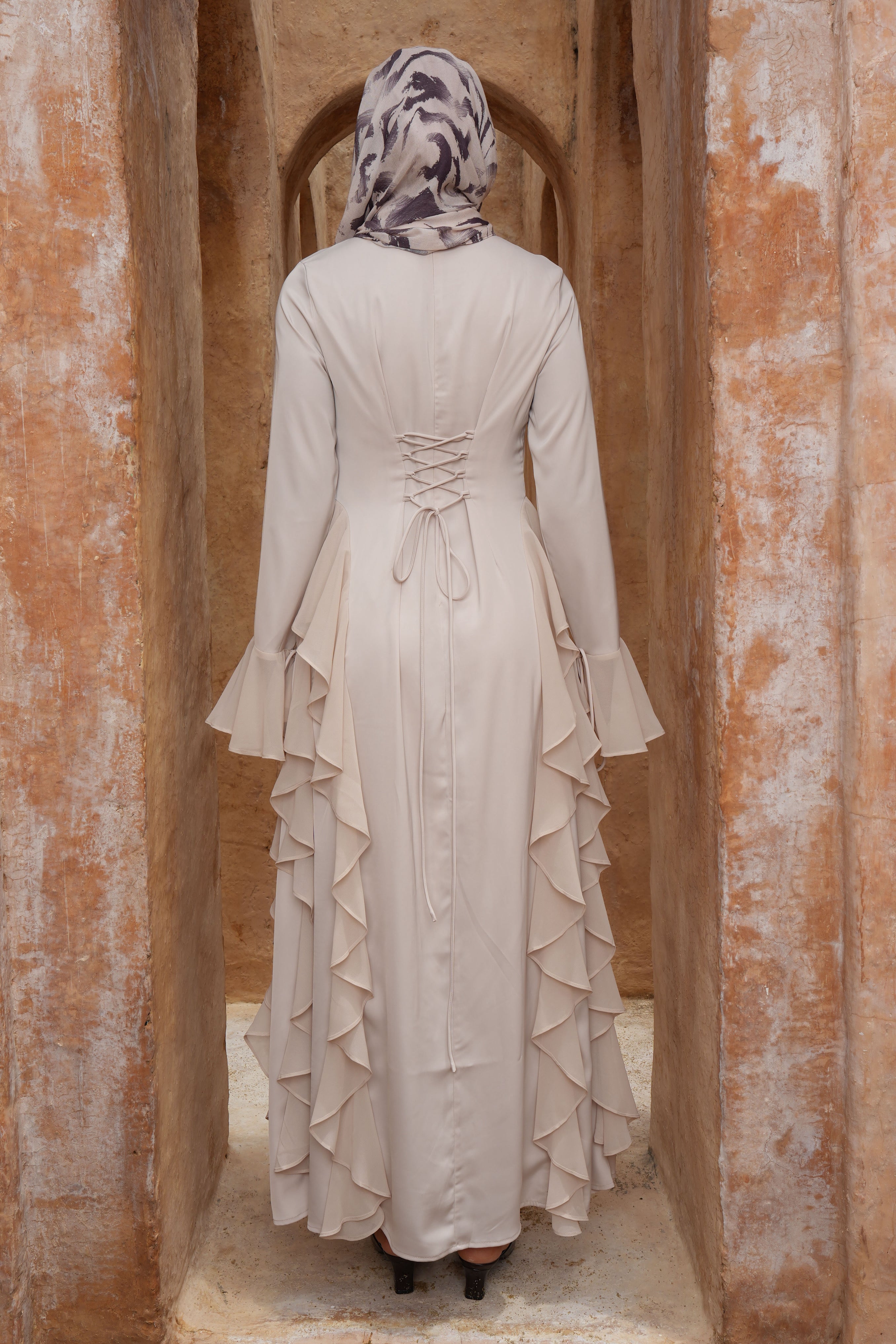 Alyah Satin Maxi Dress - Champagne - Modern Hijabi