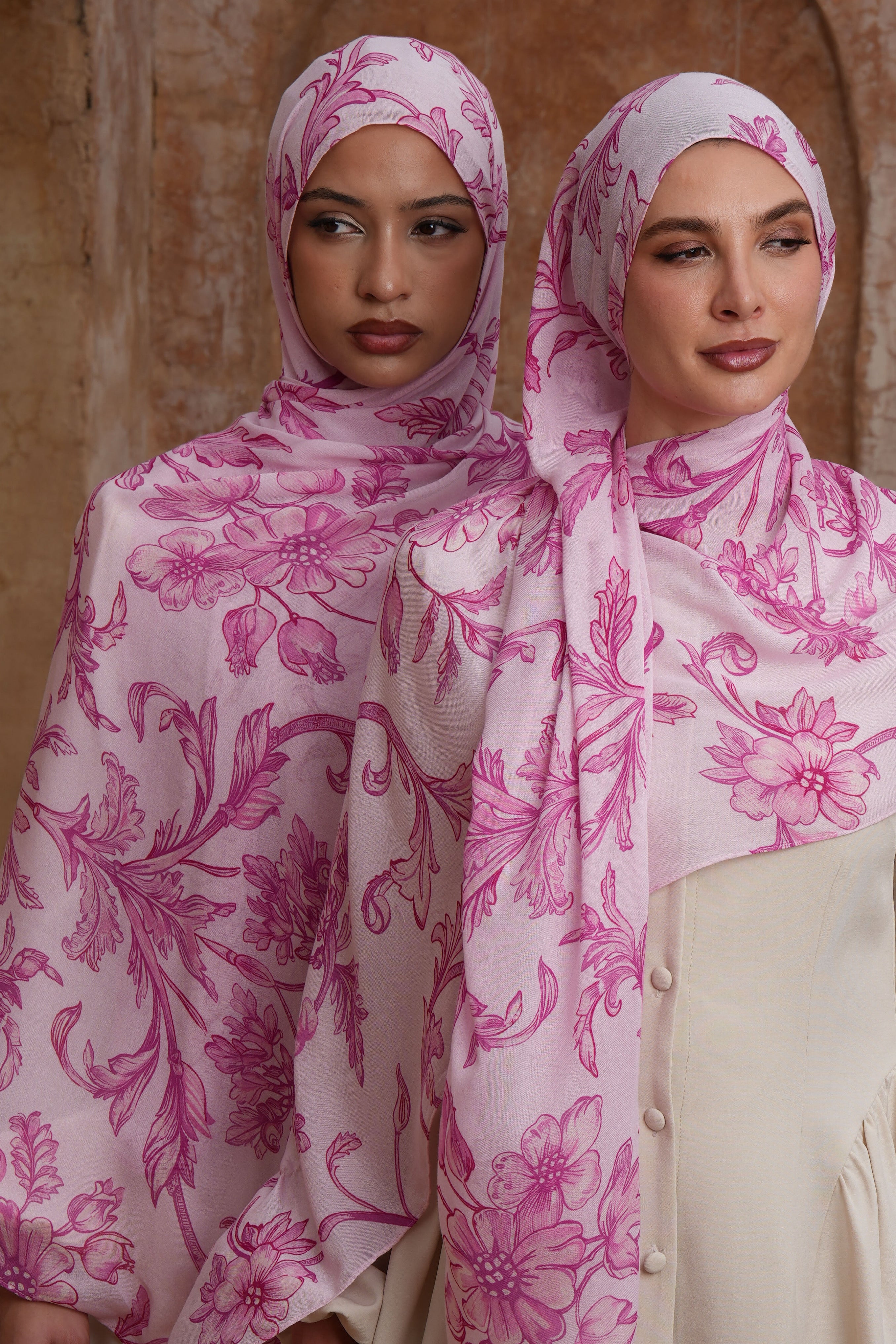 Printed Modal Hijab - Blush Arabesque - Modern Hijabi