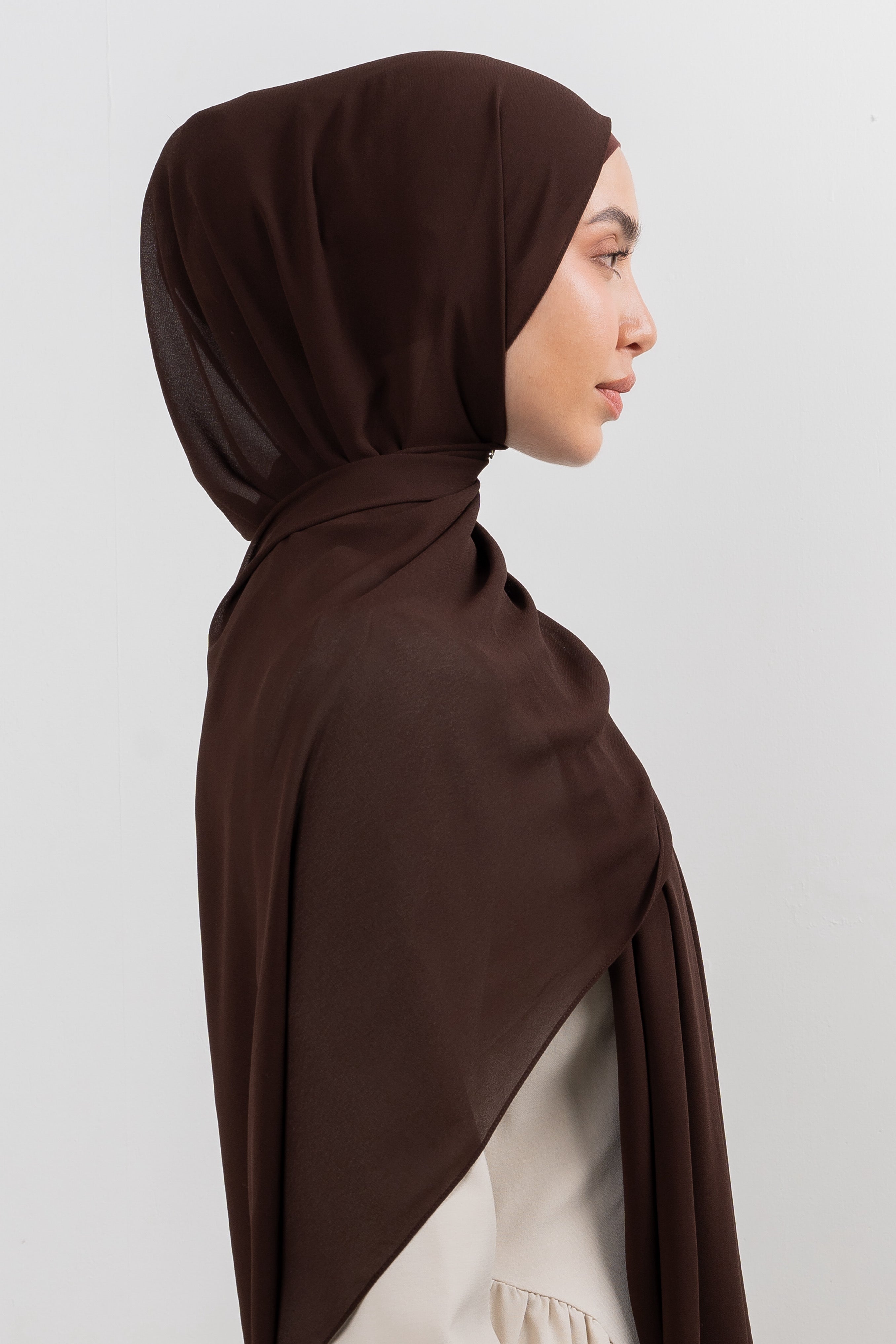 Chiffon Hijab Set - Chocolate - Modern Hijabi